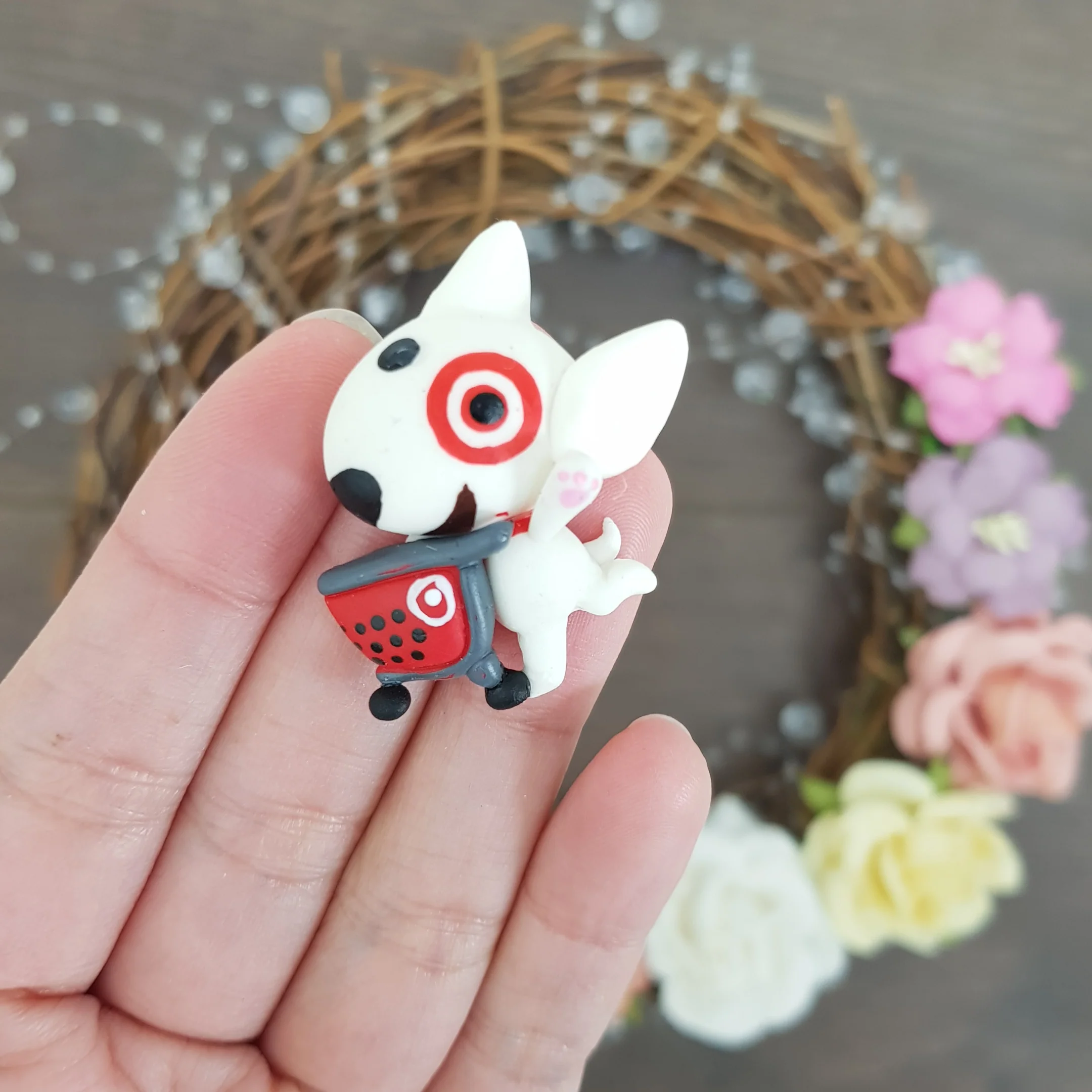 Happy white dog - Embellishment Clay Bow Centre