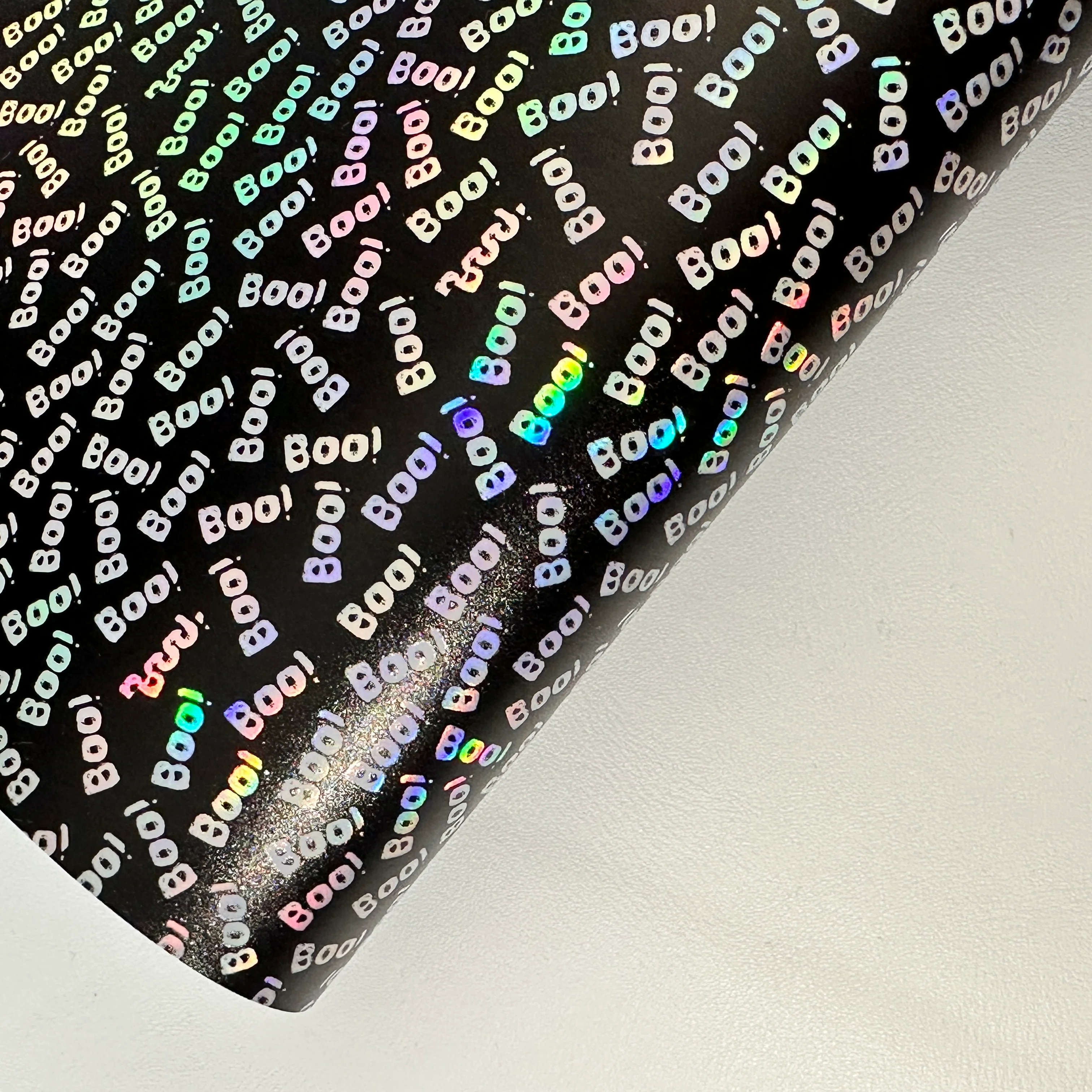 Holographic halloween boo  - faux vegan Leather vinyl