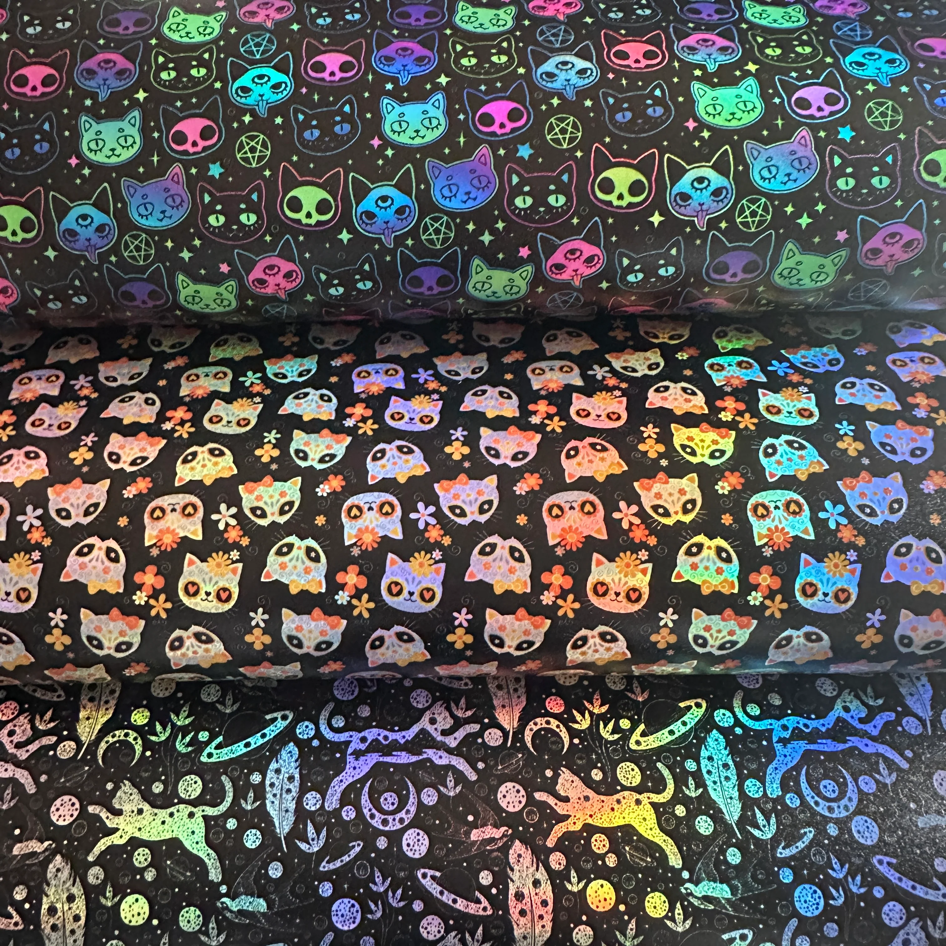 Holographic halloween cat  - faux vegan Leather vinyl - Image 2