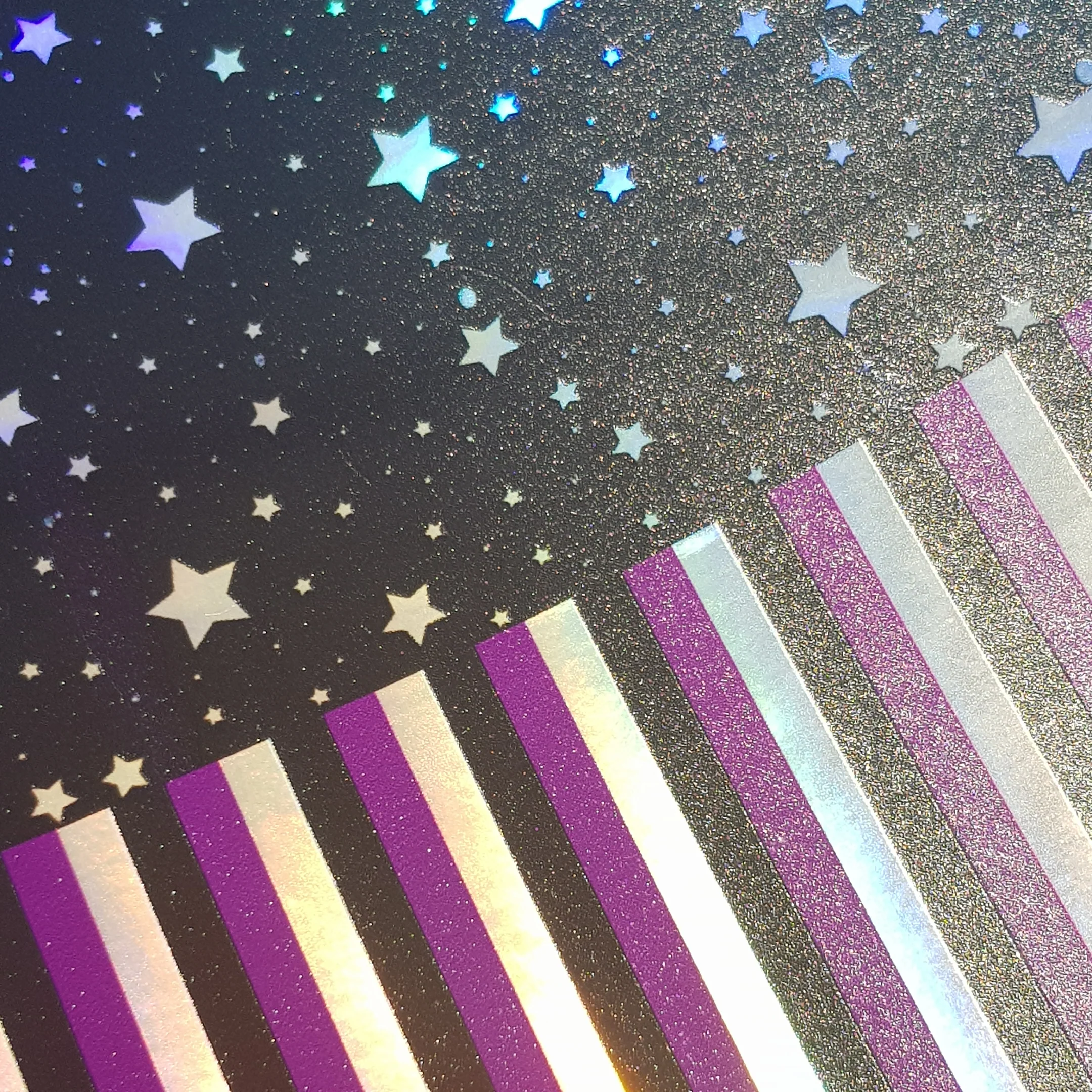 holographic stripes - star - faux vegan Leather vinyl - Image 3