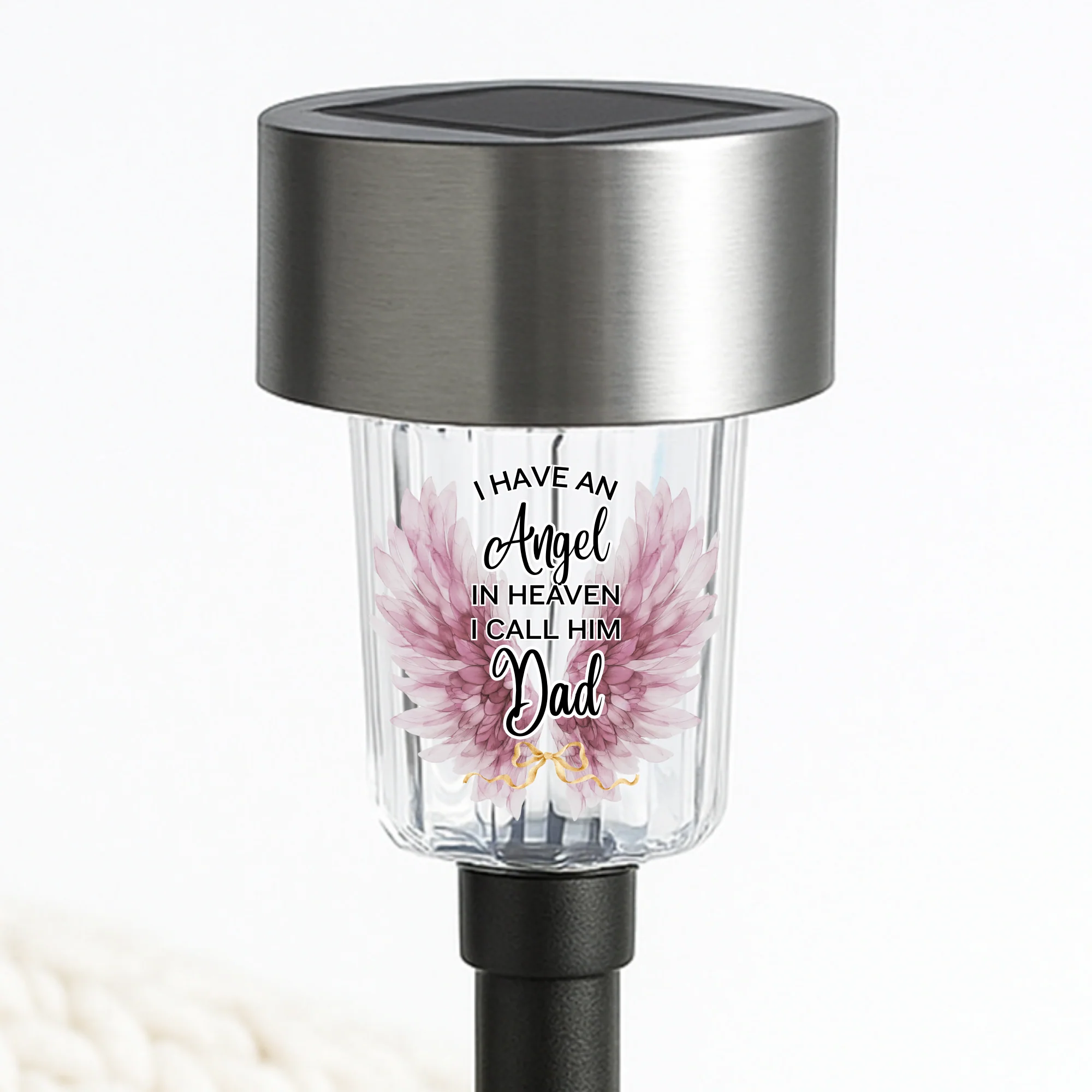 I have an angel in heaven i call him dad UV DTF decal solar light - memorial angel choco pink wing