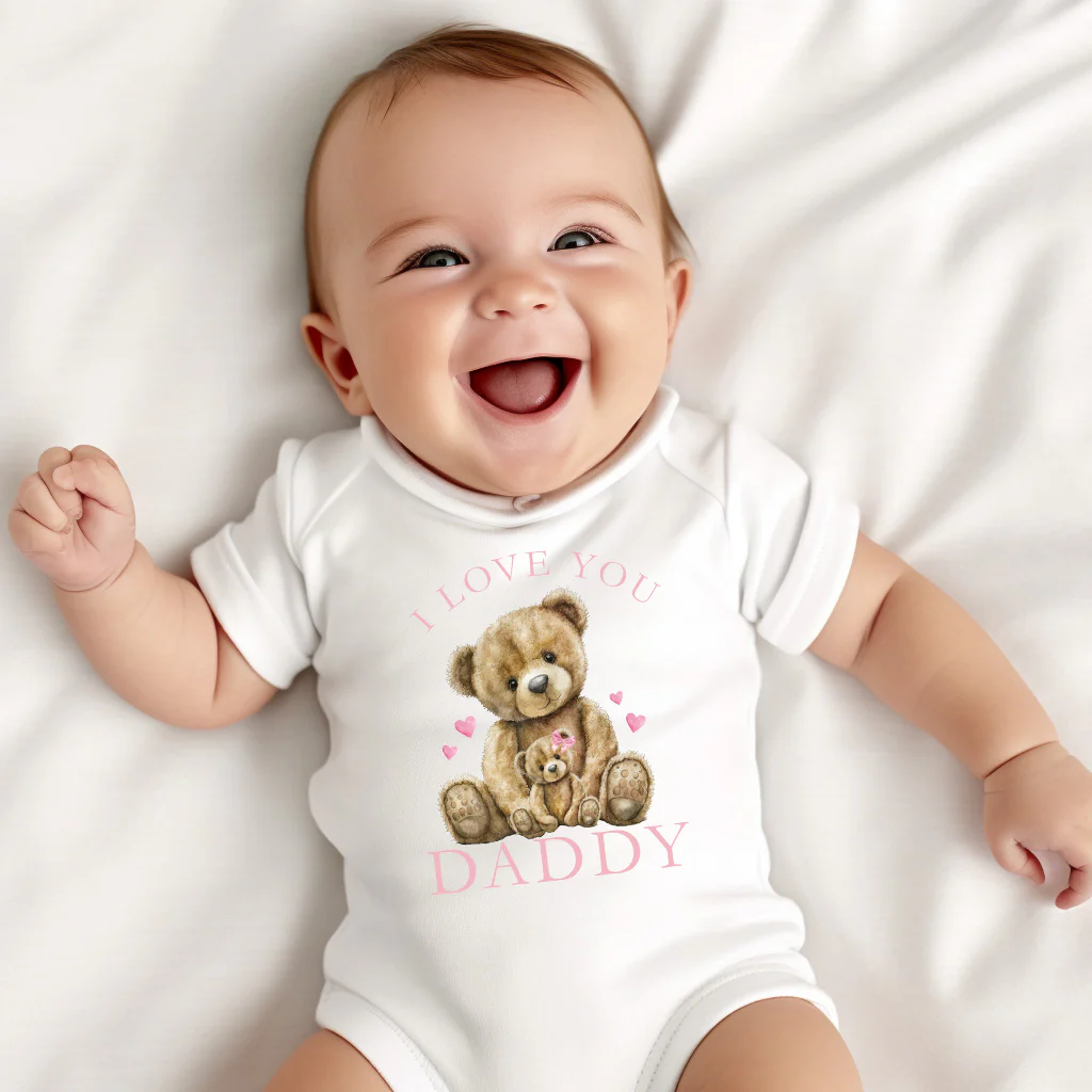 i love you daddy- pink bear - CHOOSE UV DTF decal - DTF Transfer - Image 2