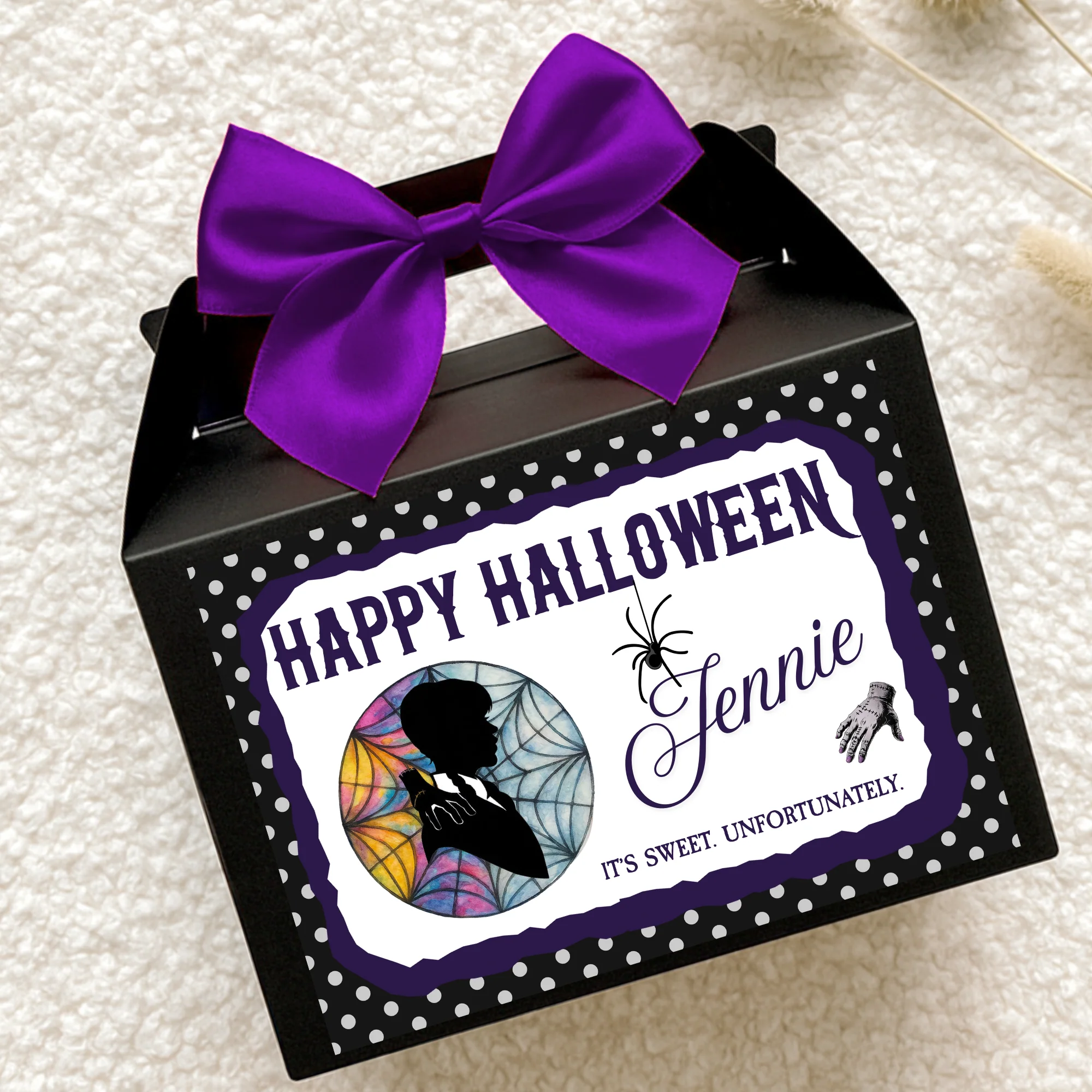 Label Sticker Party treat box - gothic girl - happy halloween