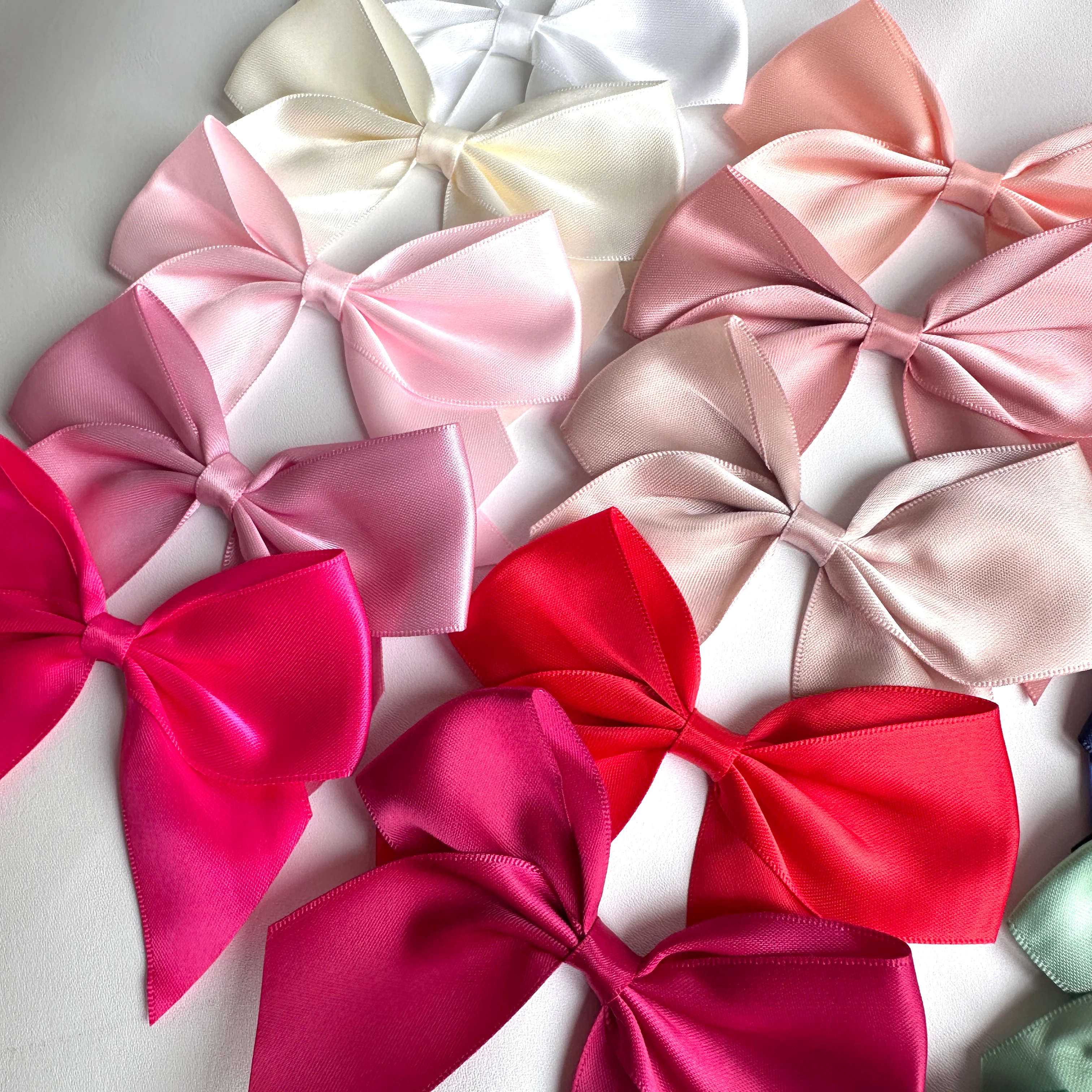 Large satin bow 10 cm Bow Width - 6 pcs pack - adhesive back - Image 4
