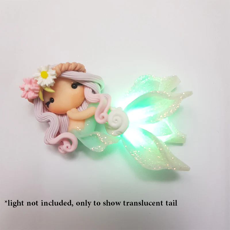 Lilac hair beautiful mermaid translucent tail - Embellishment Clay Bow Centre - Image 2