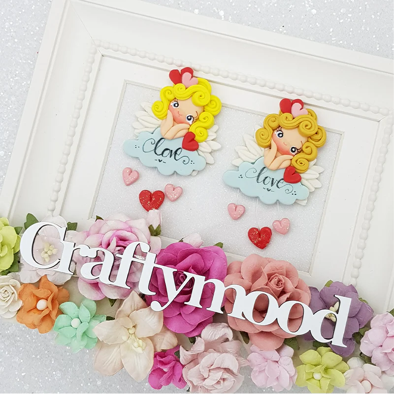 Love angels in the cloud - Embellishment Clay Bow Centre - Image 2