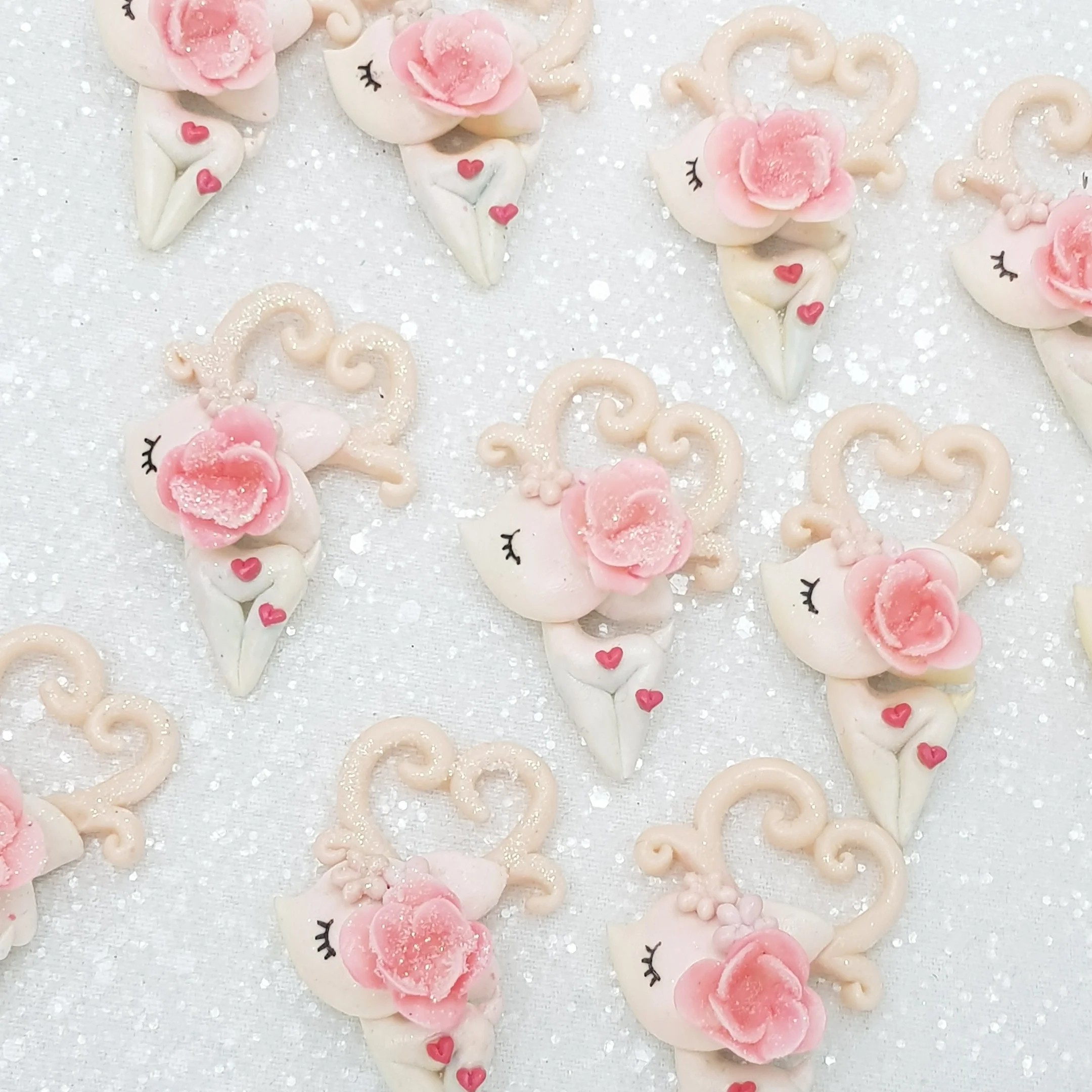 Lovely flower deer A - Embellishment Clay Bow Centre