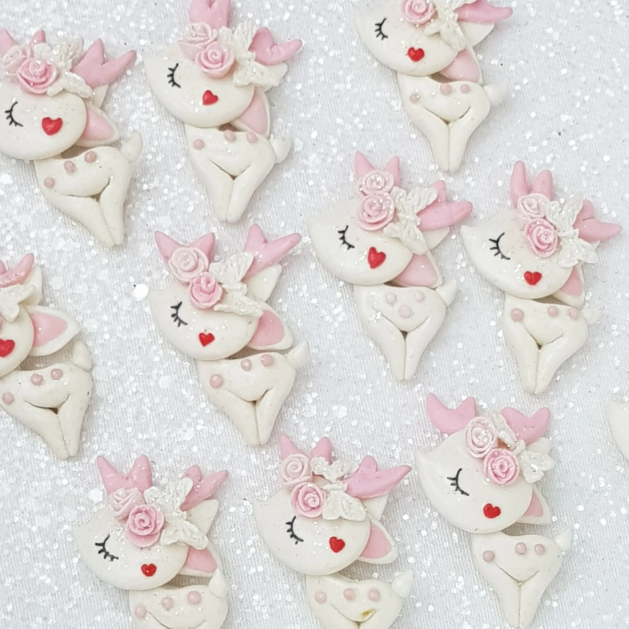 Lovely pink deer - Embellishment Clay Bow Centre