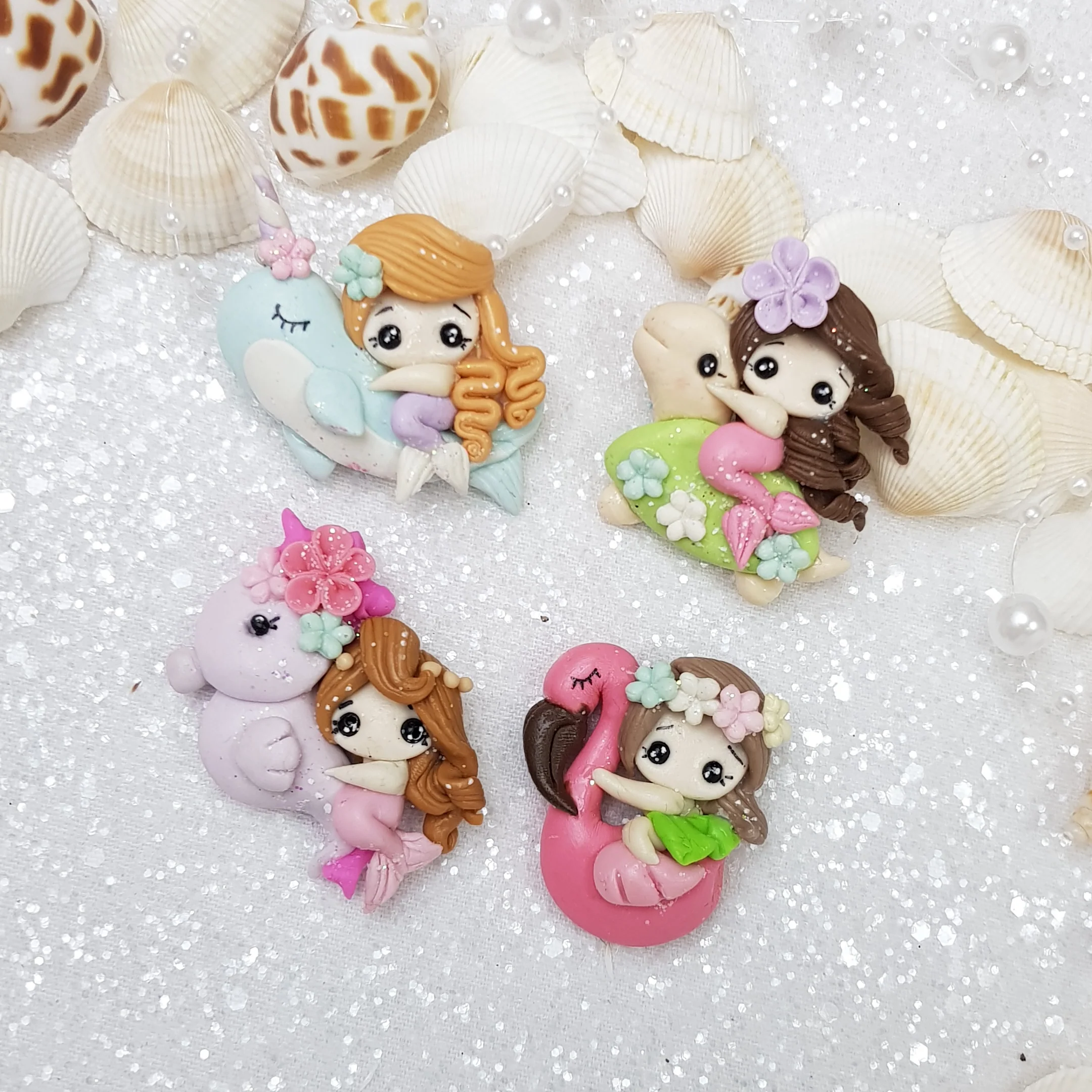 Mermaid riding animals - Embellishment Clay Bow Centre