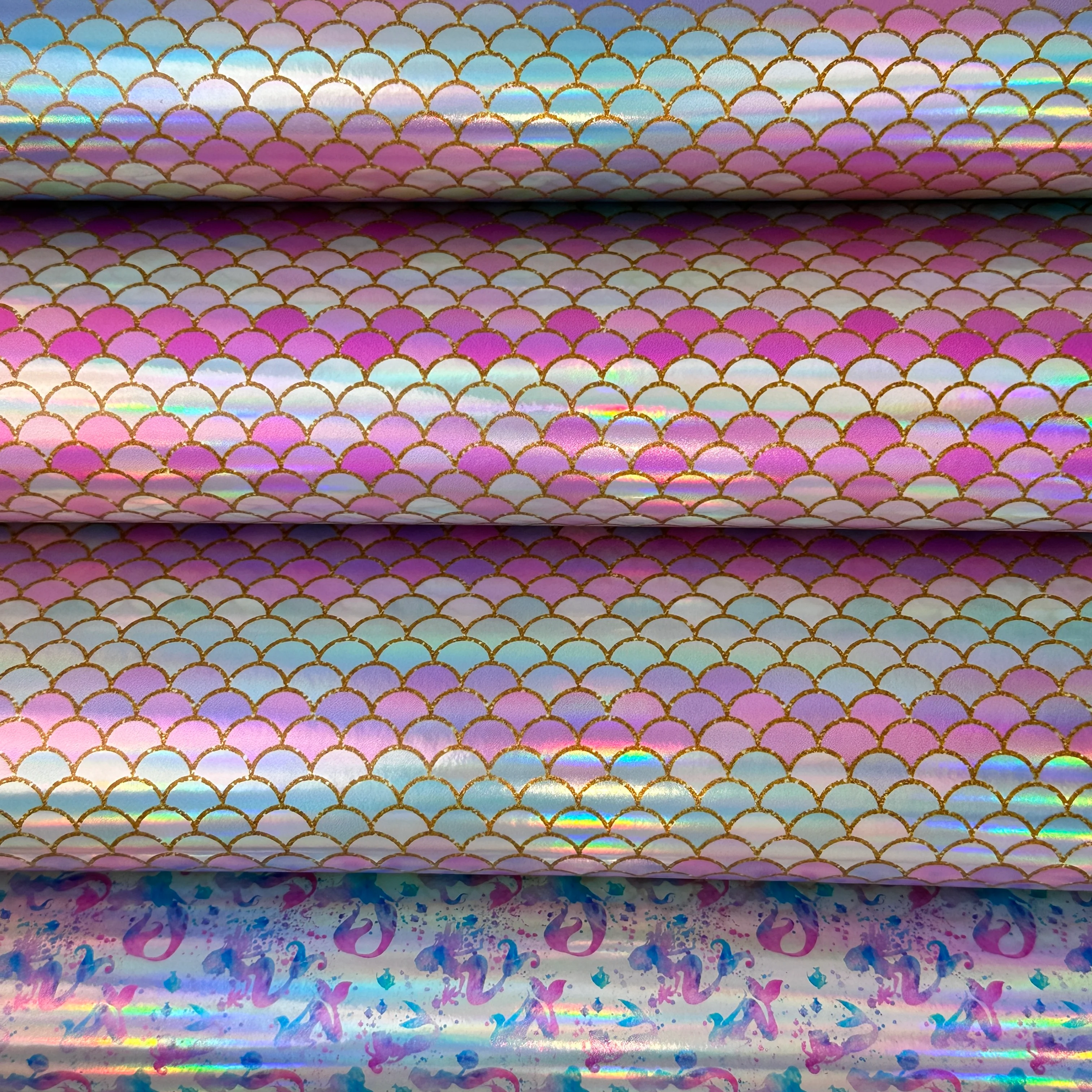 Mermaid scales fin Holographic  - faux Leatherette vinyl