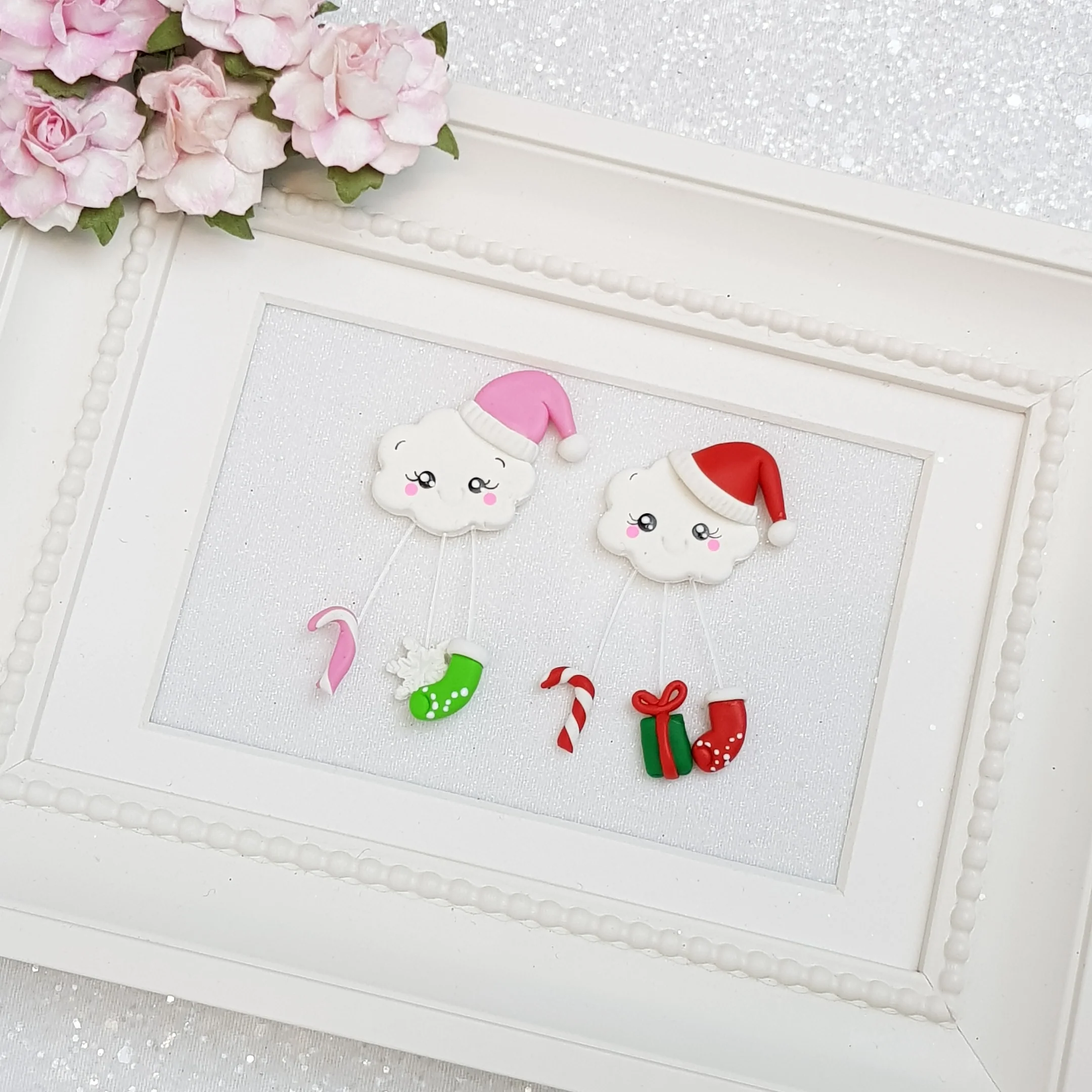 Mini Christmas Cloud - Embellishment Clay Bow Centre