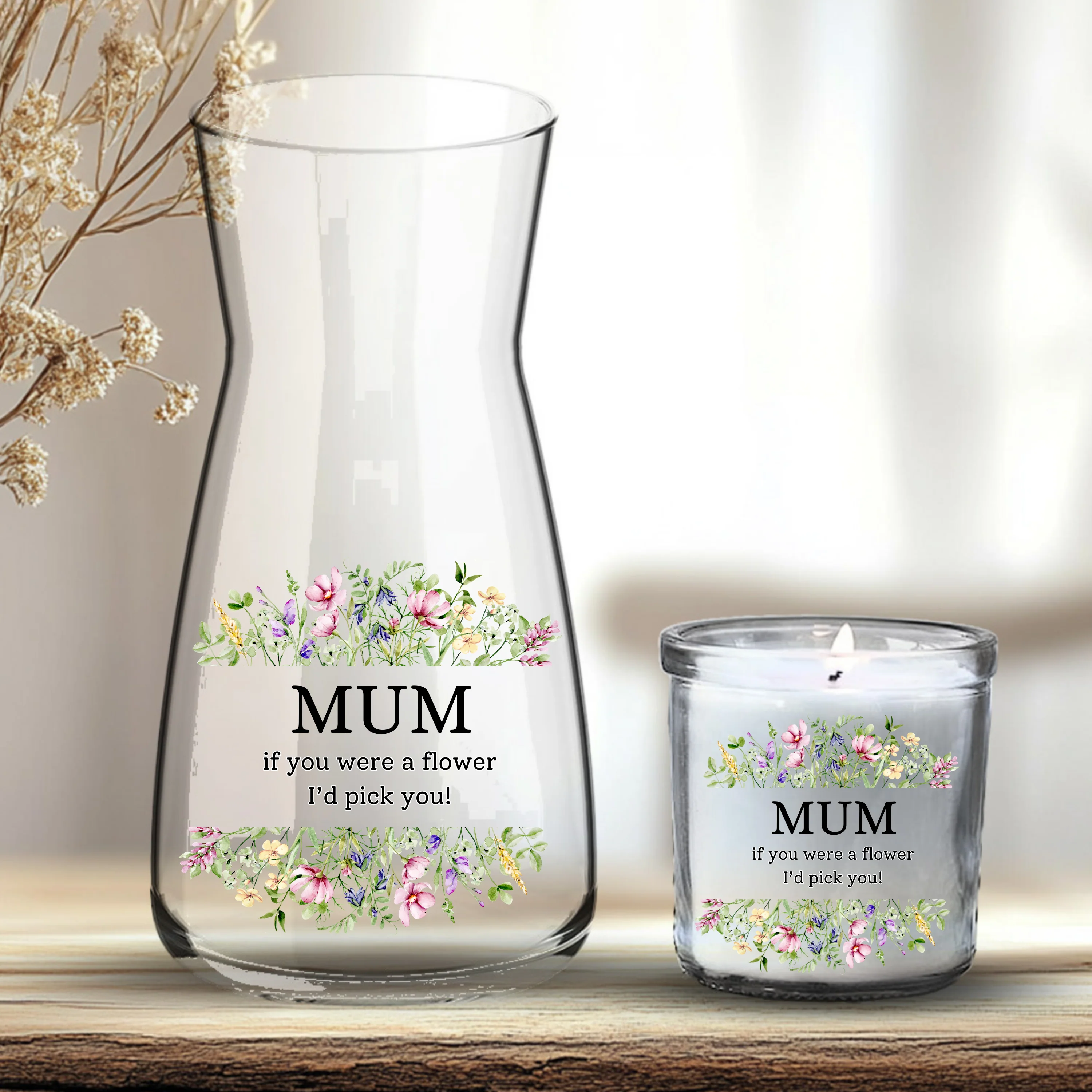 Mother's Day UV DTF decal- Mum If you were flower I'd pick you! spring flowers