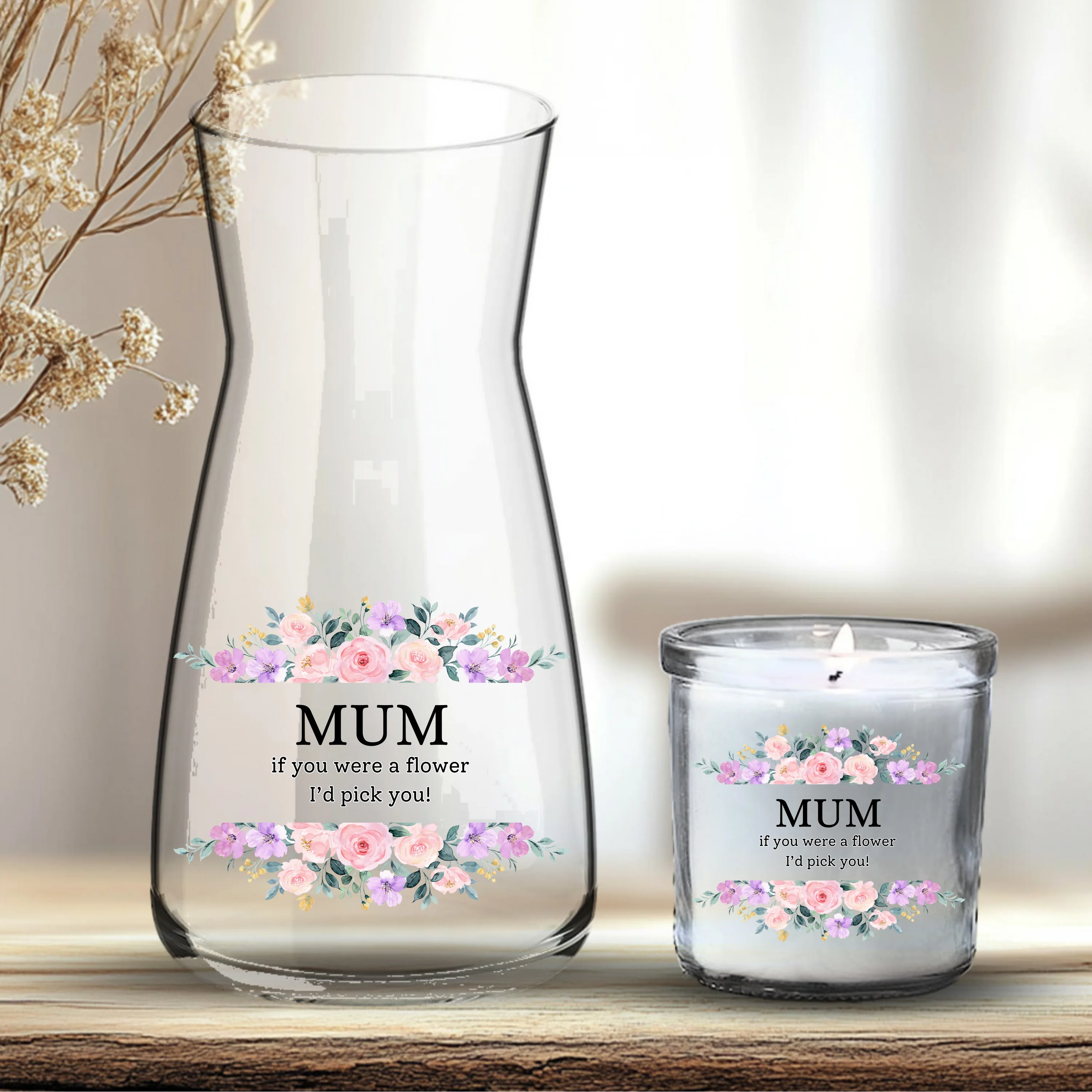 Mother's Day UV DTF decal- Mum If you were flower I'd pick you! summer pink flowers