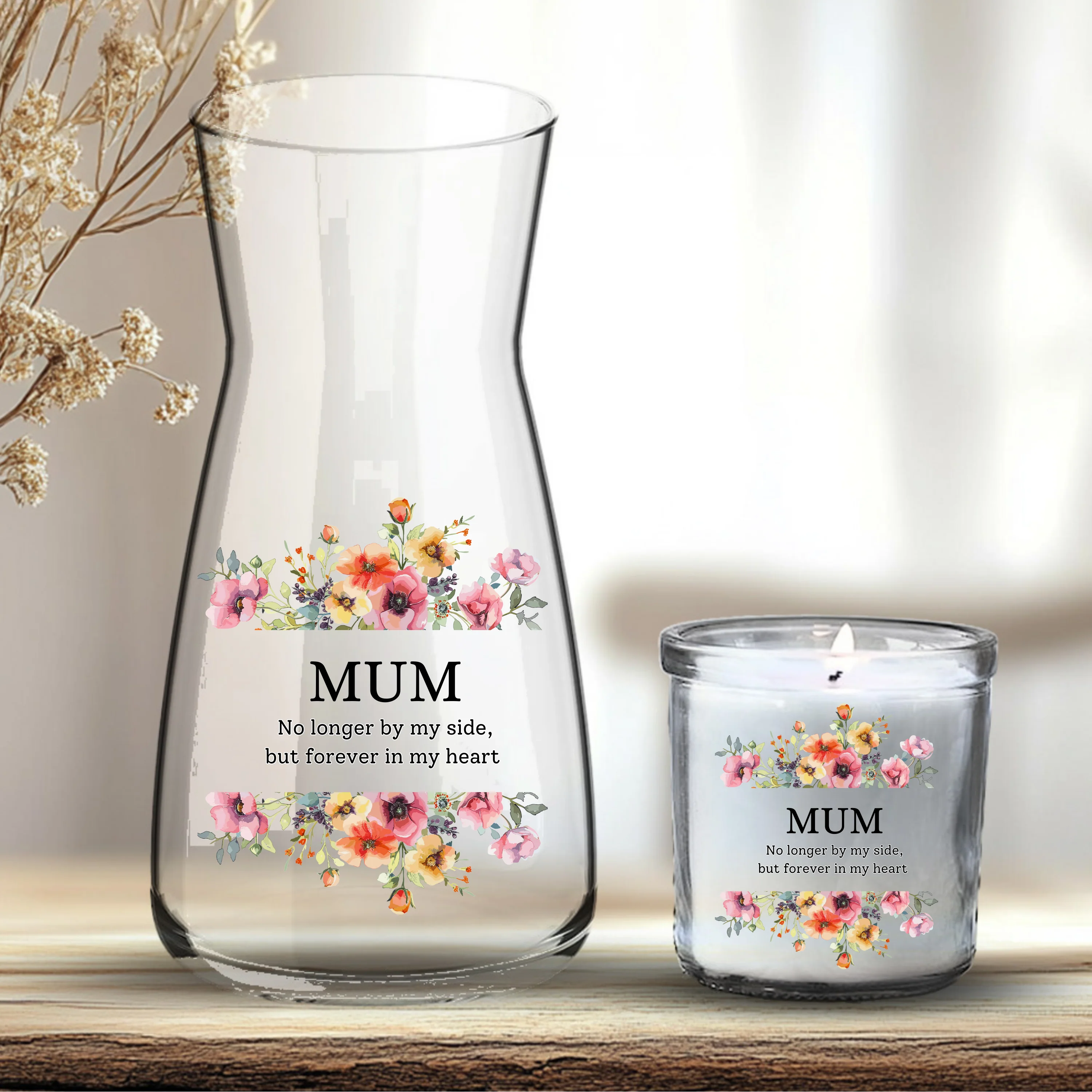 Mother's Day UV DTF decal- Mum no longer by my side, but forever in my heart poppy flower