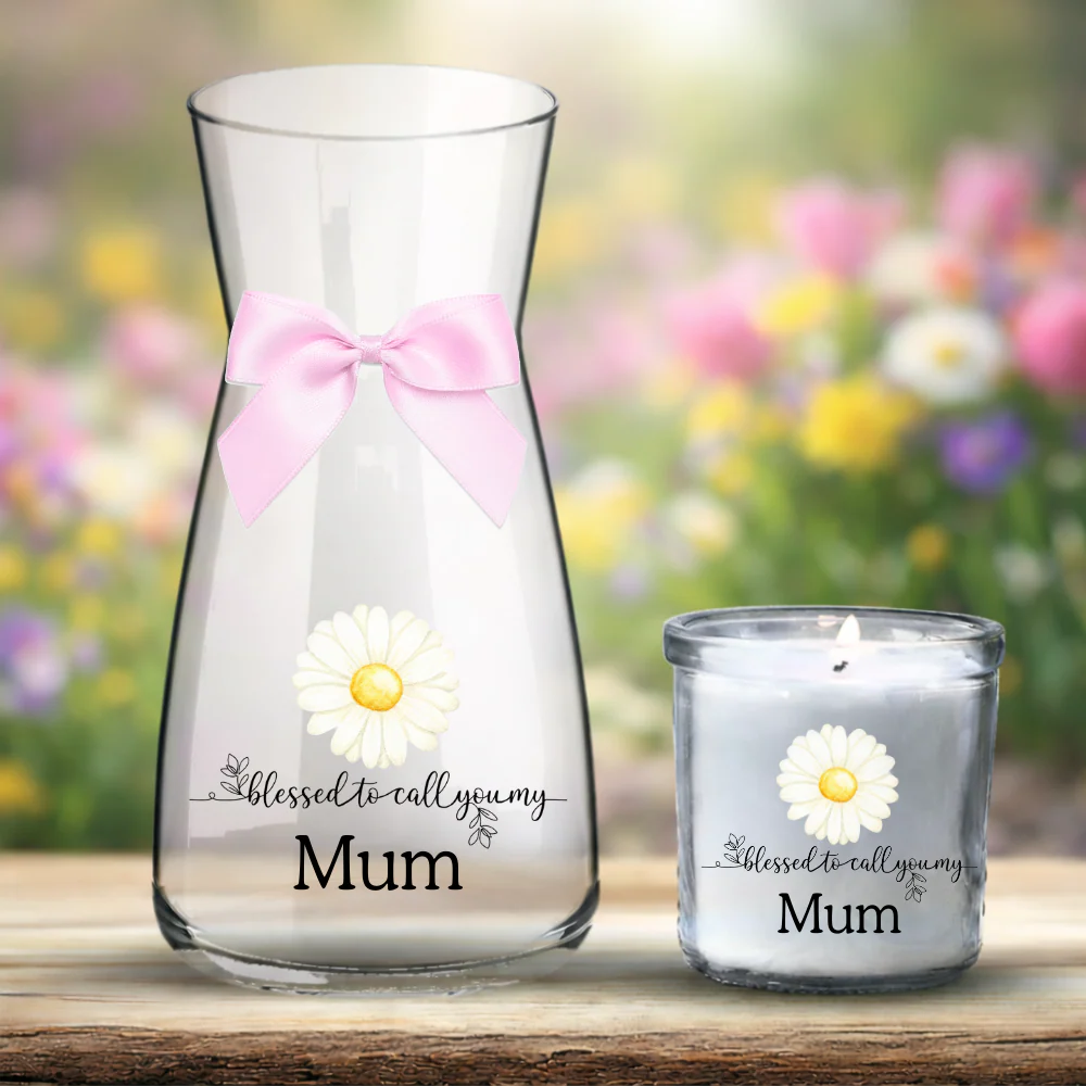 Mother's Day UV DTF decal - white daisy - blessed to call you my mum