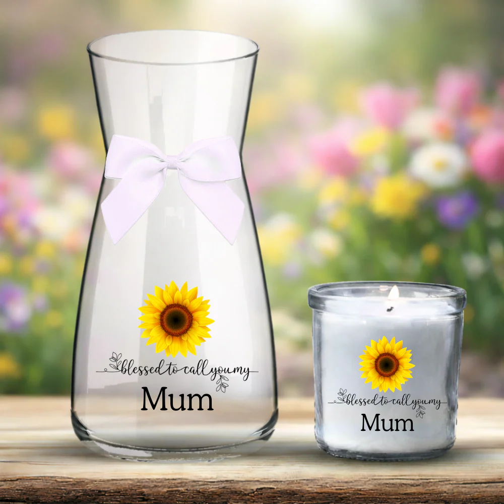 Mother's Day UV DTF decal - yellow sunflower - blessed to call you my mum