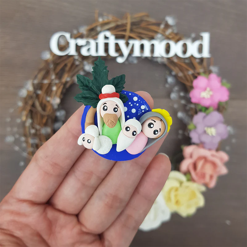 Nativity blue cameo - Embellishment Clay Bow Centre