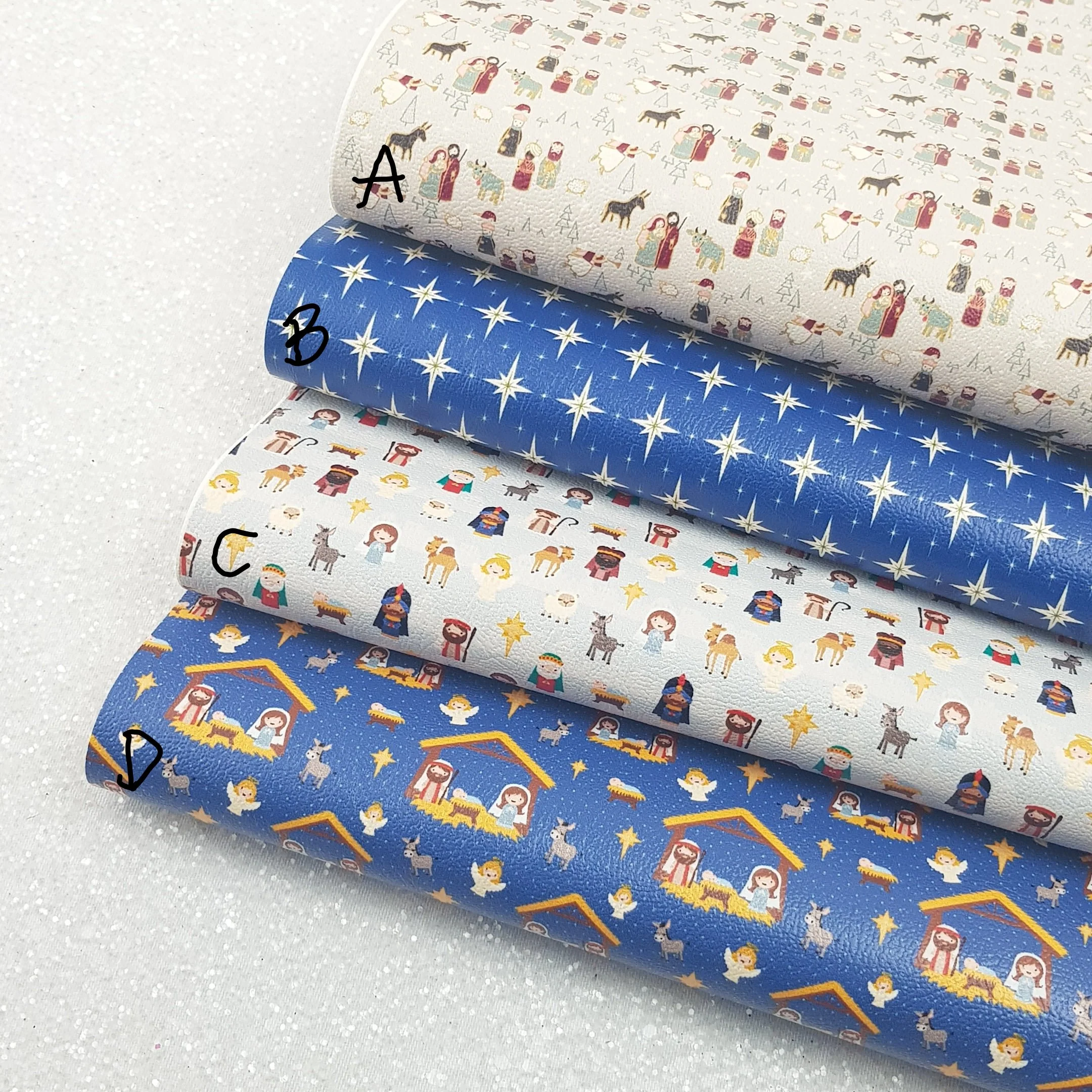 Nativity jesus three wise man - Pu Leather vinyl - canvas - choose Fabric material Sheets - Image 2