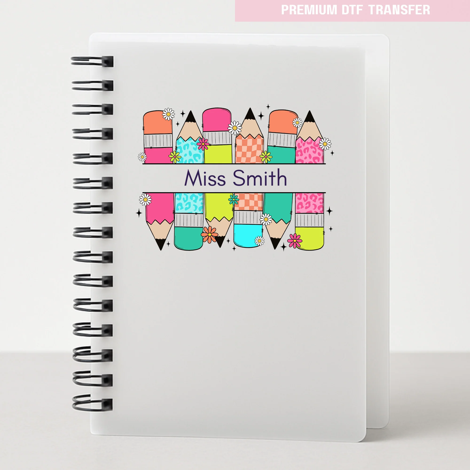 Personalised colorful pencil - teacher UV DTF - Image 4