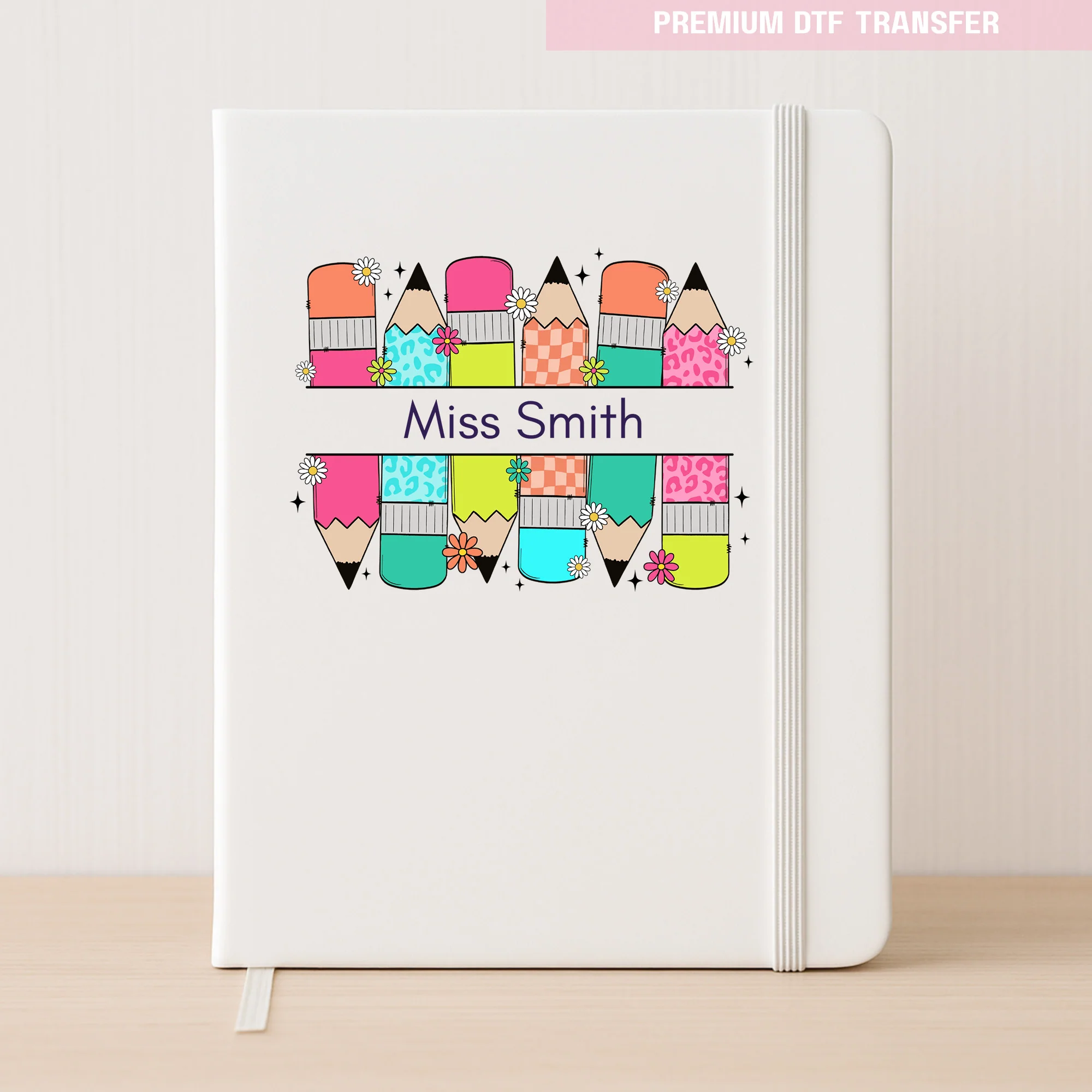 Personalised Colorful pencil - teacher - DTF transfer ready to press - Image 3