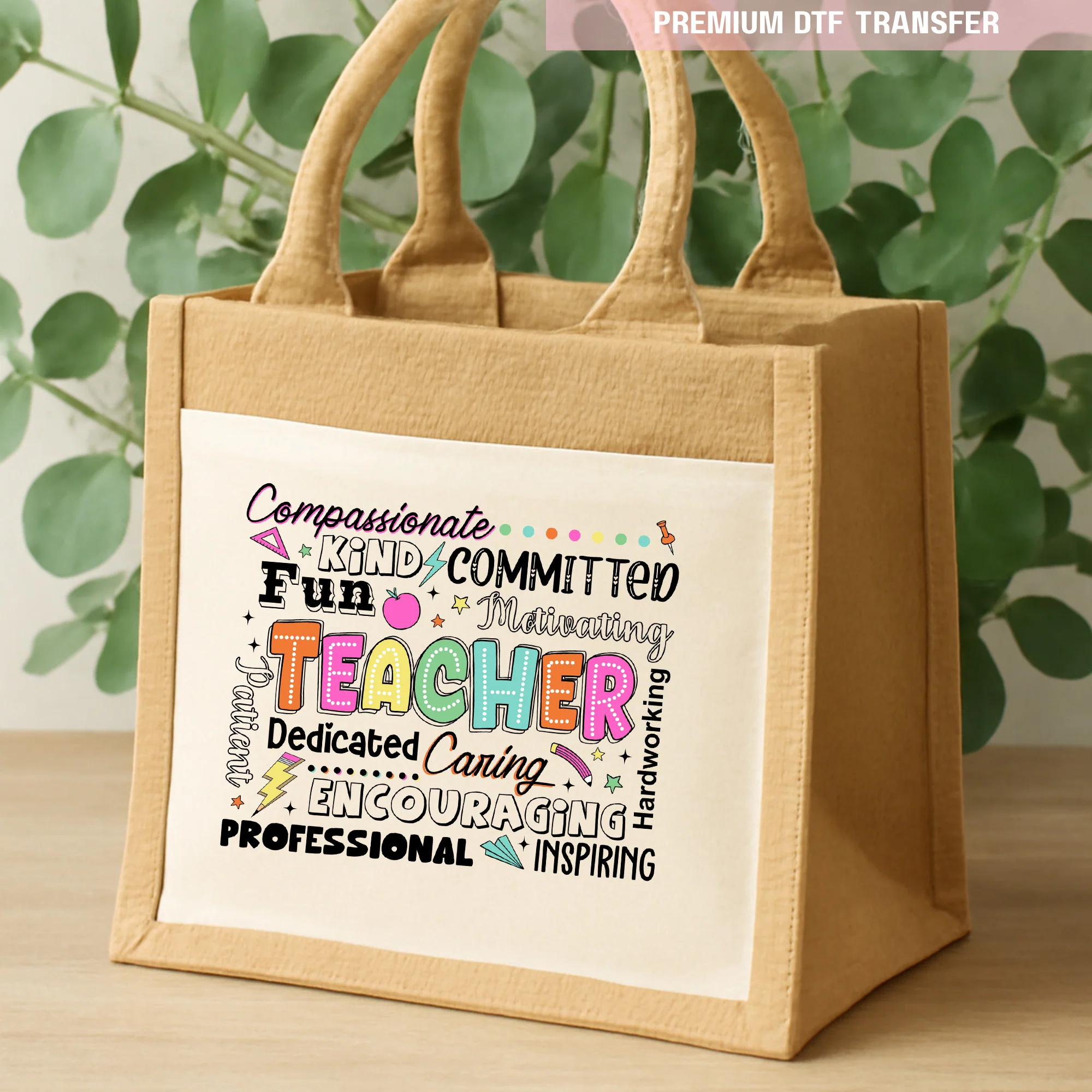 Personalised compassionated kind fun teacher - DTF transfer ready to press