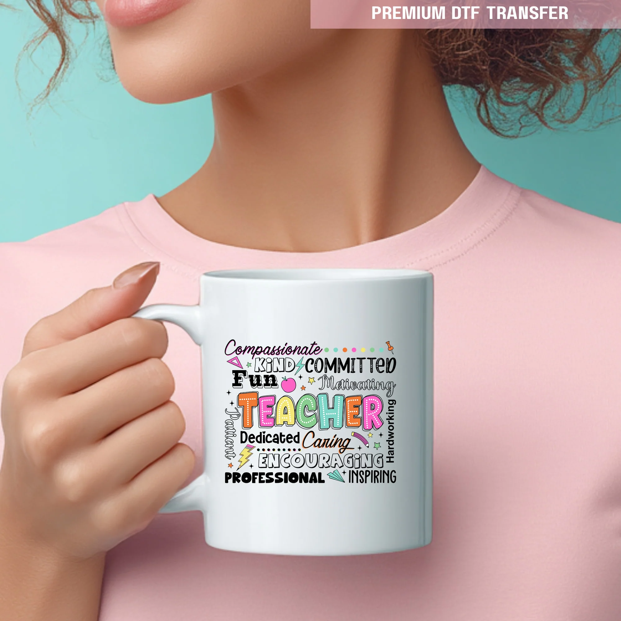 Personalised compassionated kind fun teacher - UV DTF - Image 2