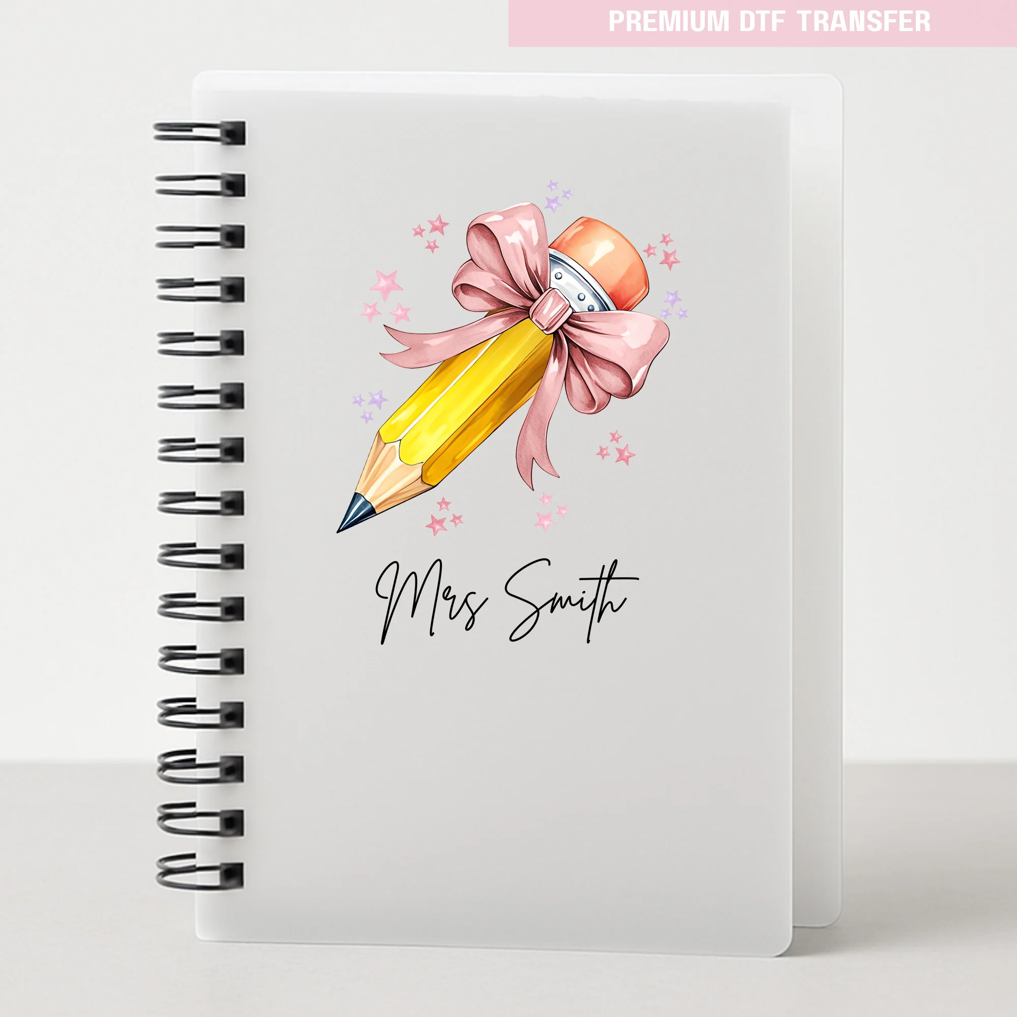 Personalised dusty rose pencil - teacher UV DTF - Image 4