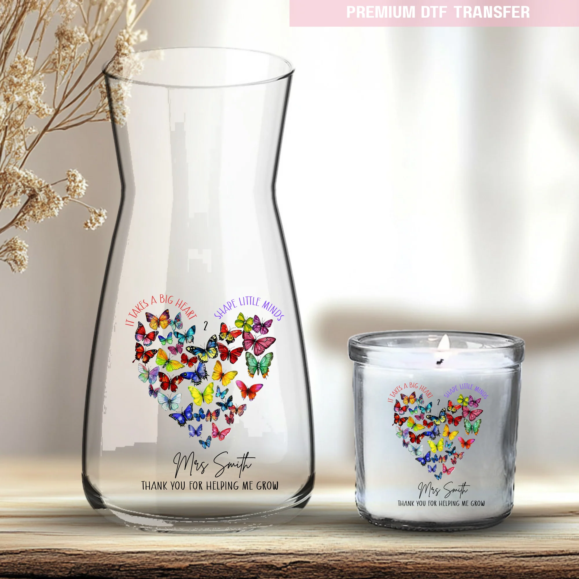 Personalised It takes a big heart shape little minds - teacher UV DTF