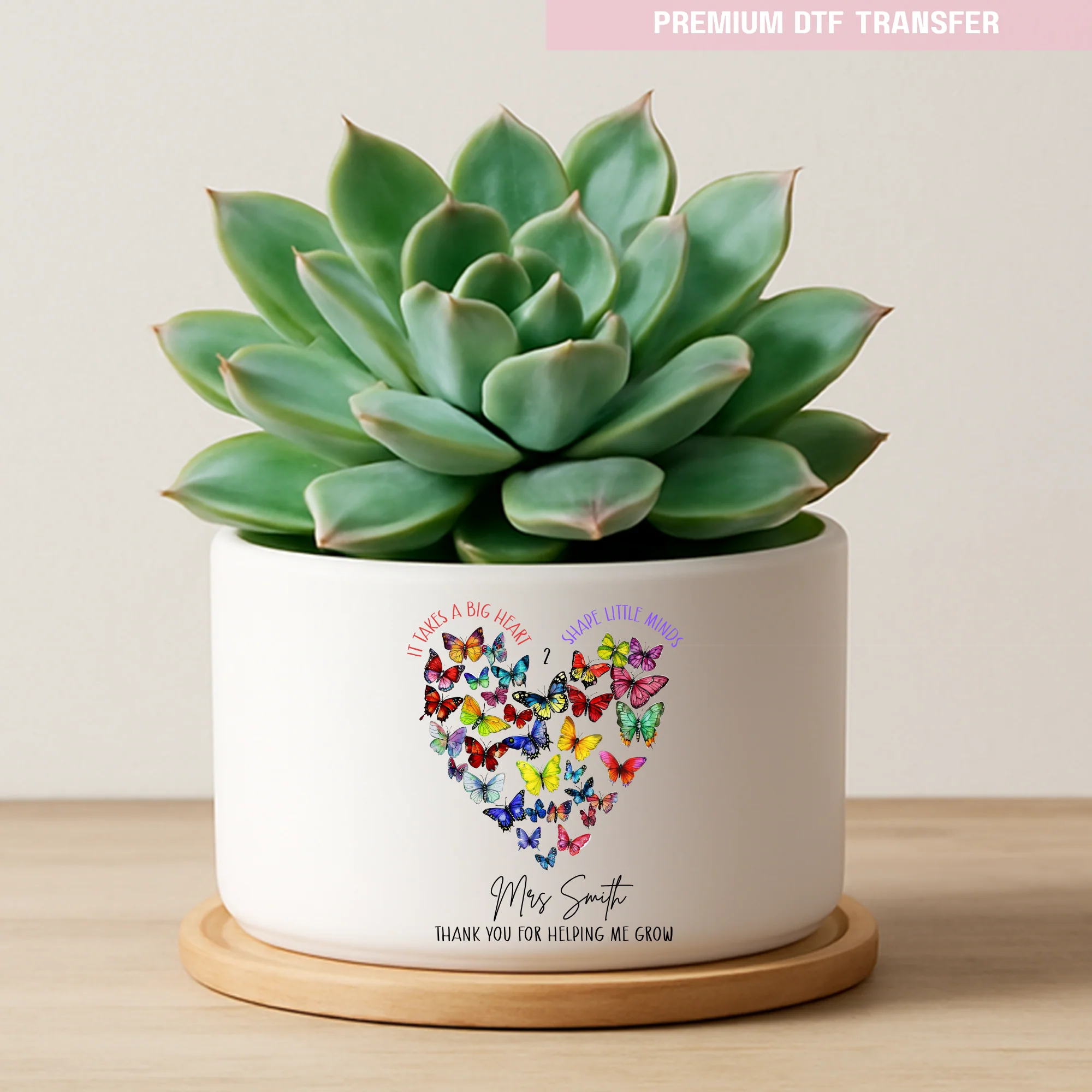 Personalised It takes a big heart shape little minds - teacher UV DTF - Image 2