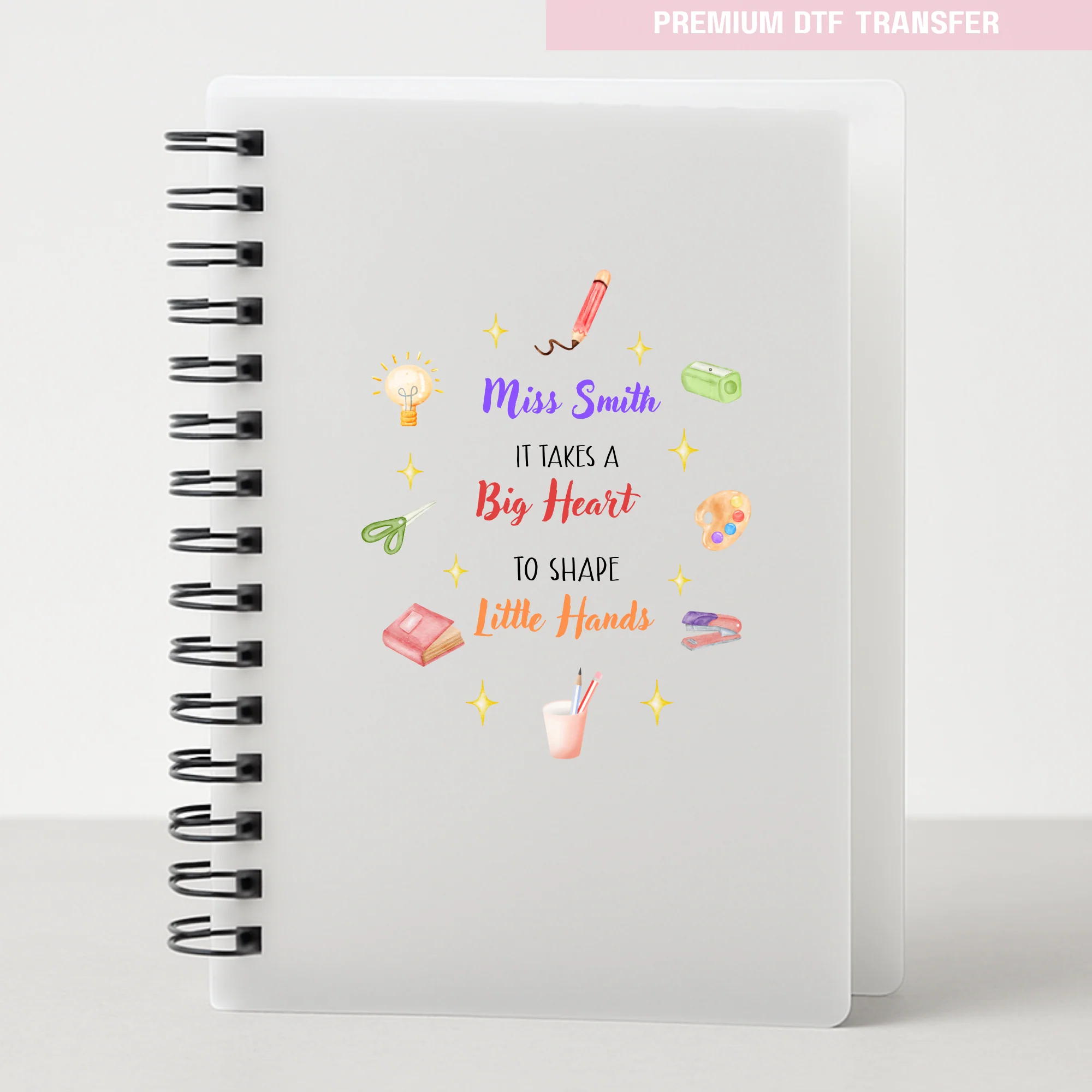 Personalised It takes a big heart to shape little hands - teacher UV DTF - Image 4