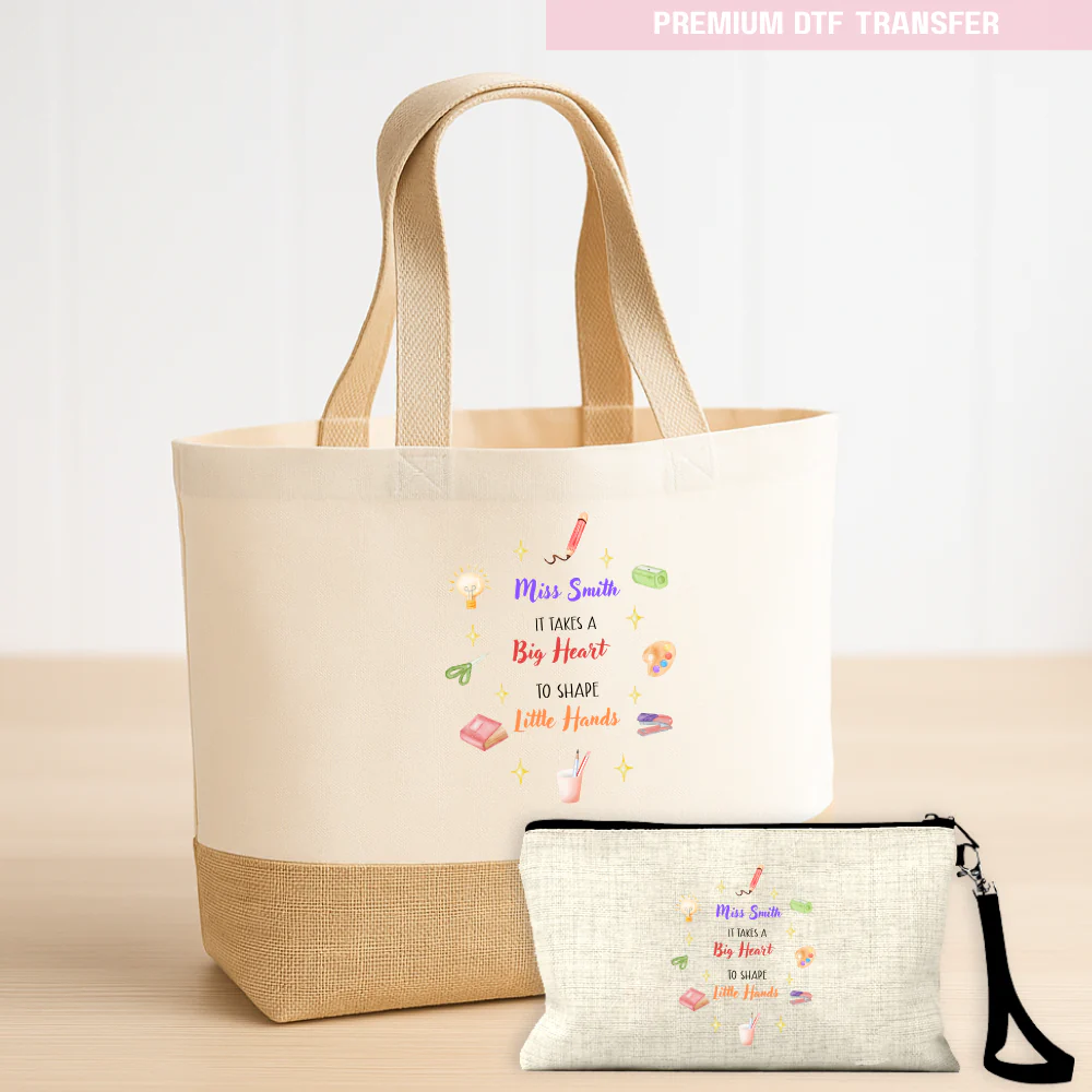 Personalised It takes a big heart to shape little minds - stationery - teacher DTF transfer ready to press - Image 4
