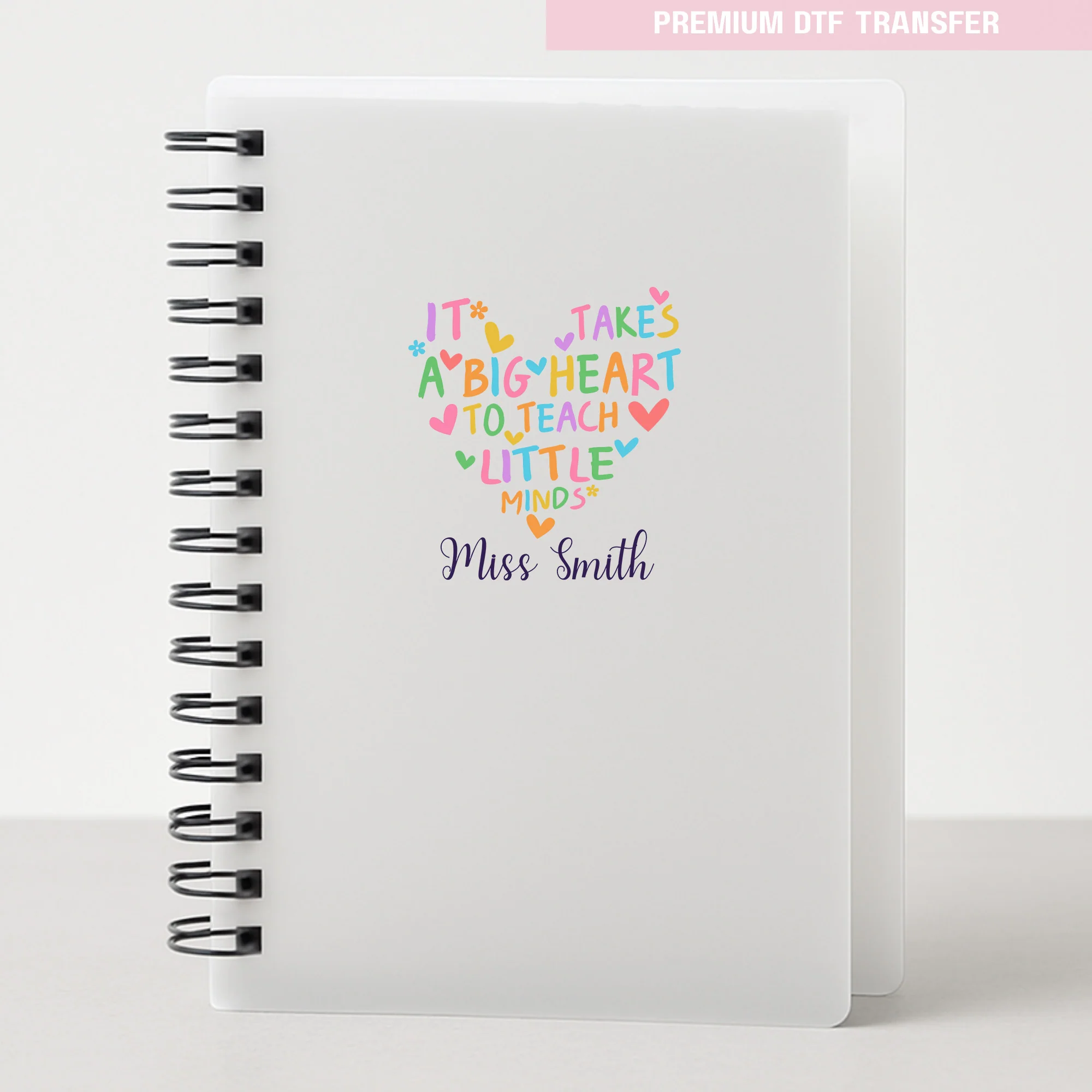 Personalised It takes a big heart to teach little minds - rainbow love - teacher UV DTF - Image 4