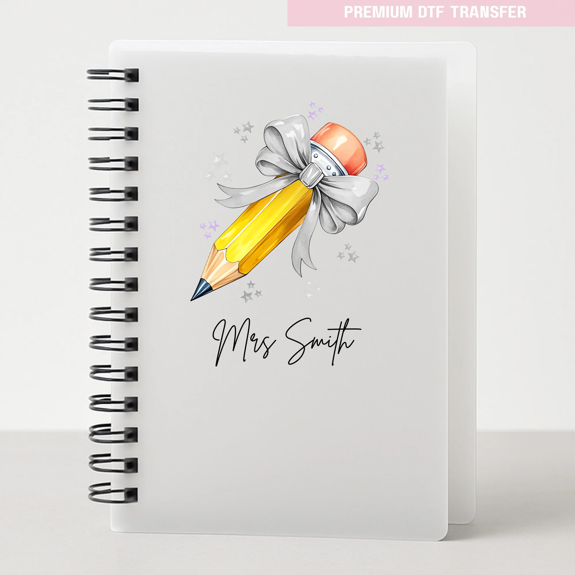 Personalised light grey pencil - teacher UV DTF - Image 4