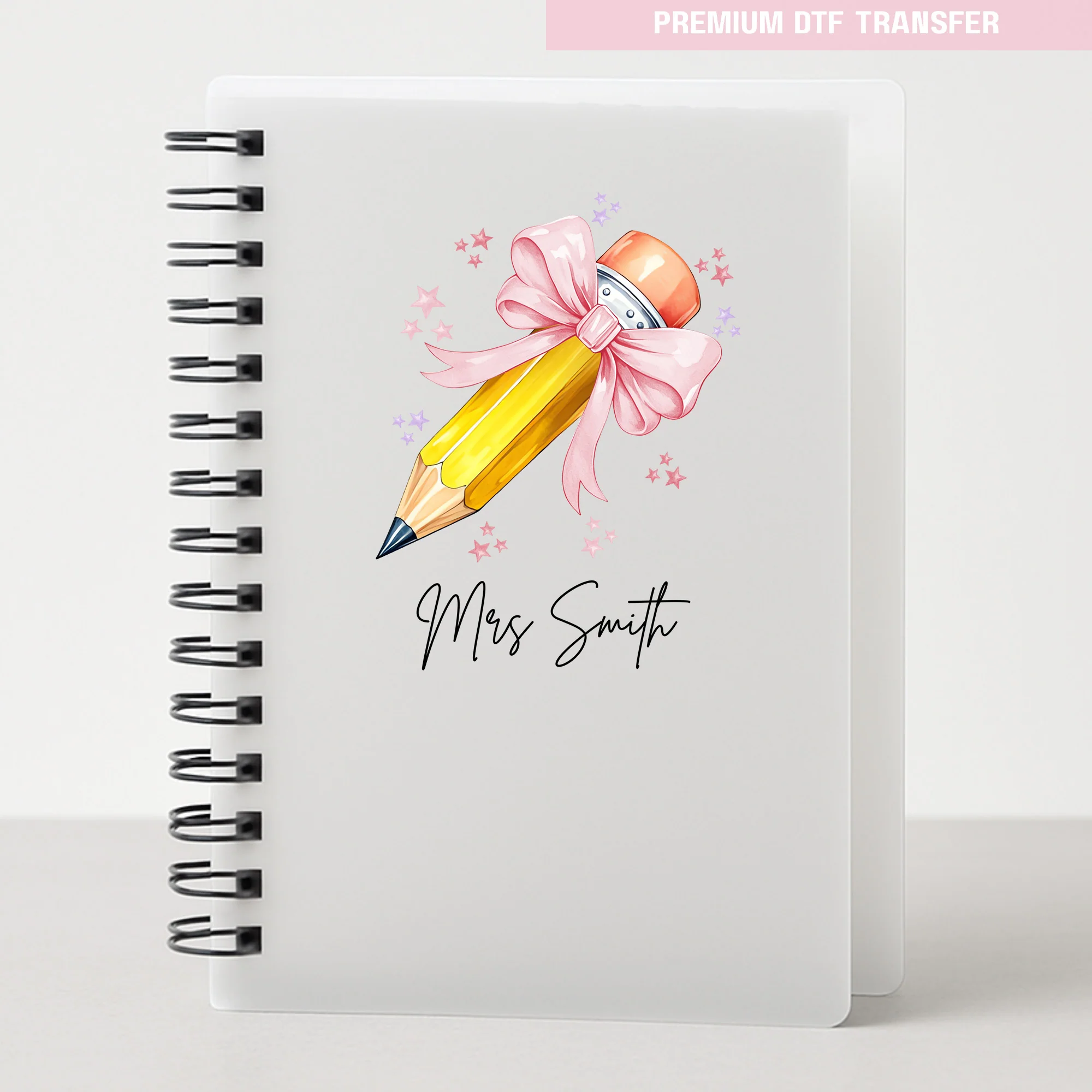 Personalised light pink pencil - teacher UV DTF - Image 4
