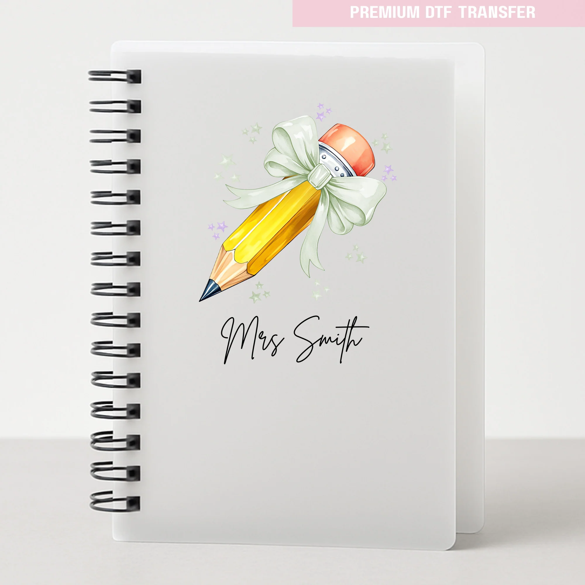 Personalised mint green pencil - teacher UV DTF - Image 4