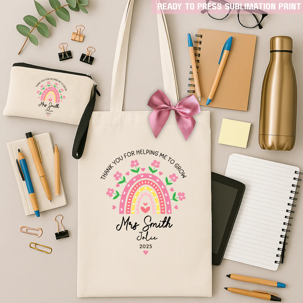 Personalised Pink Rainbow Flowers - Sublimation Transfer Ready to Press