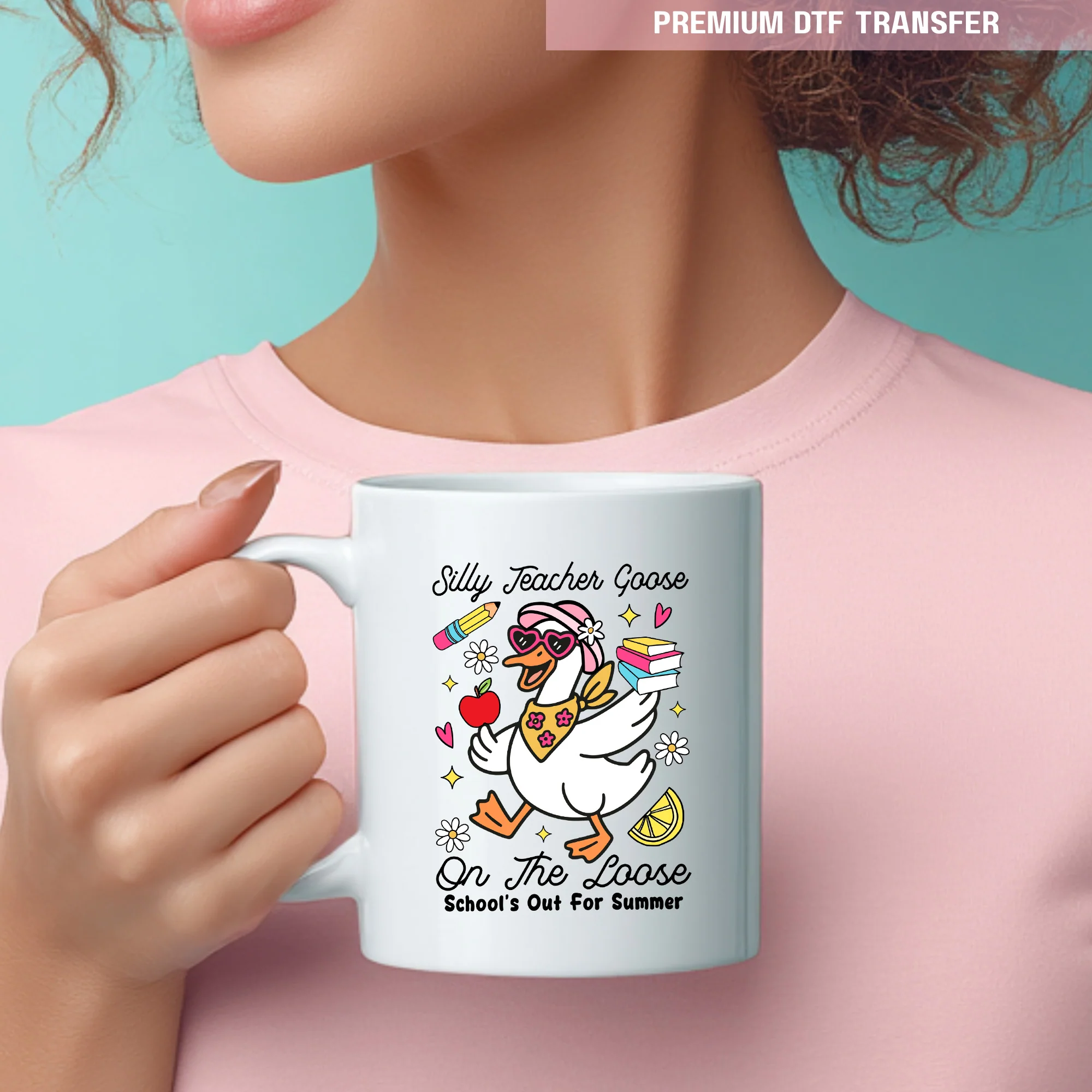 Personalised silly teacher goose on the loose - UV DTF - Image 2