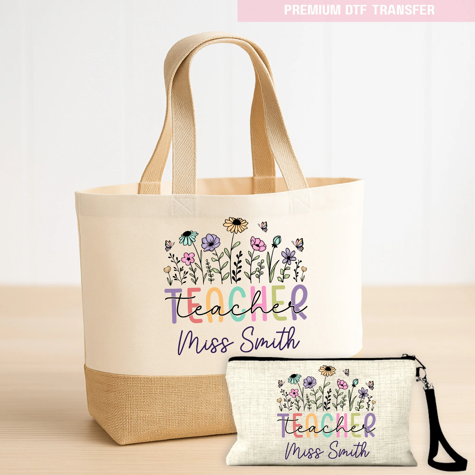 Personalised spring flower - teacher - DTF transfer ready to press - Image 4