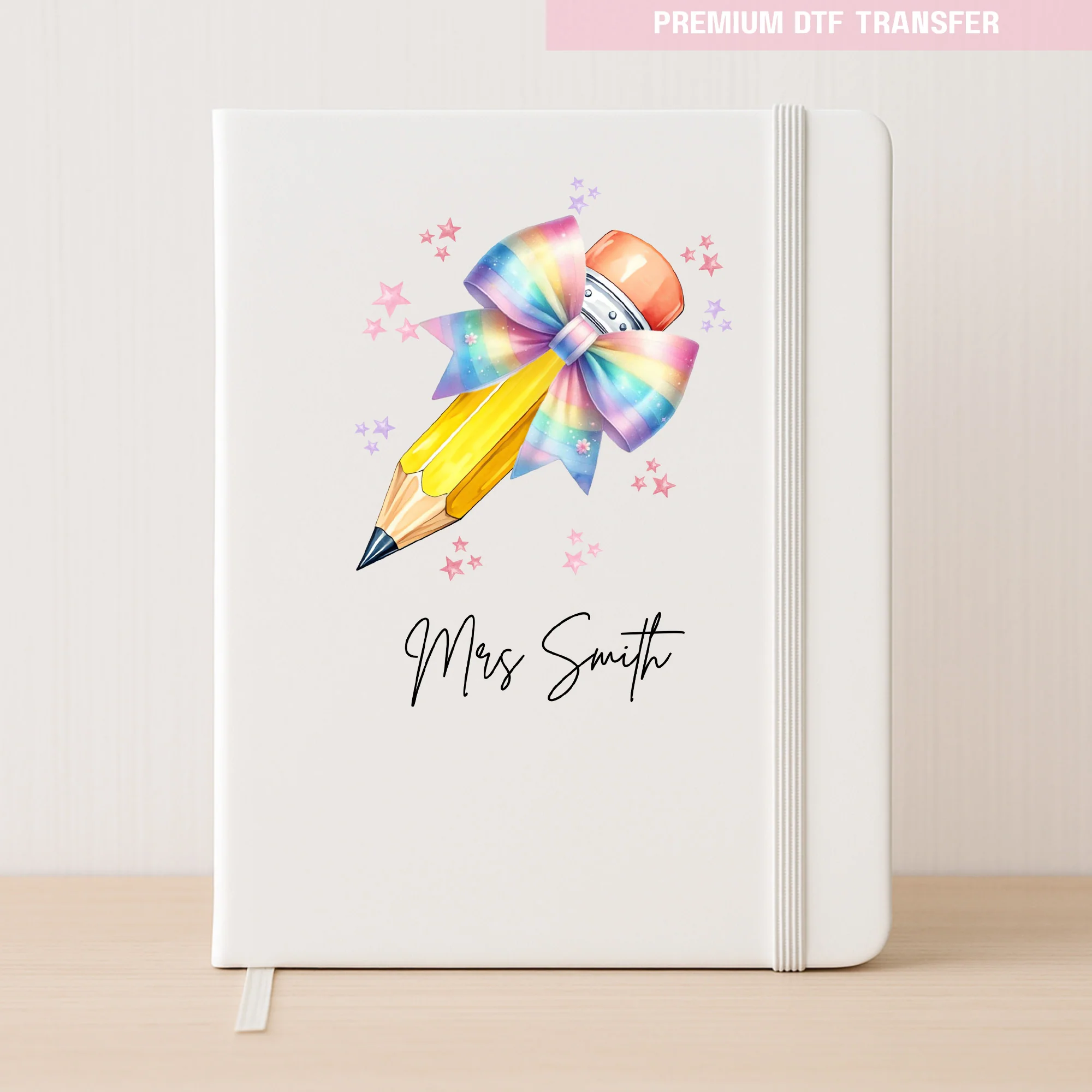 Personalised Teacher's Name - Colorful Pastel Pencils - DTF transfer ready to press - Image 3