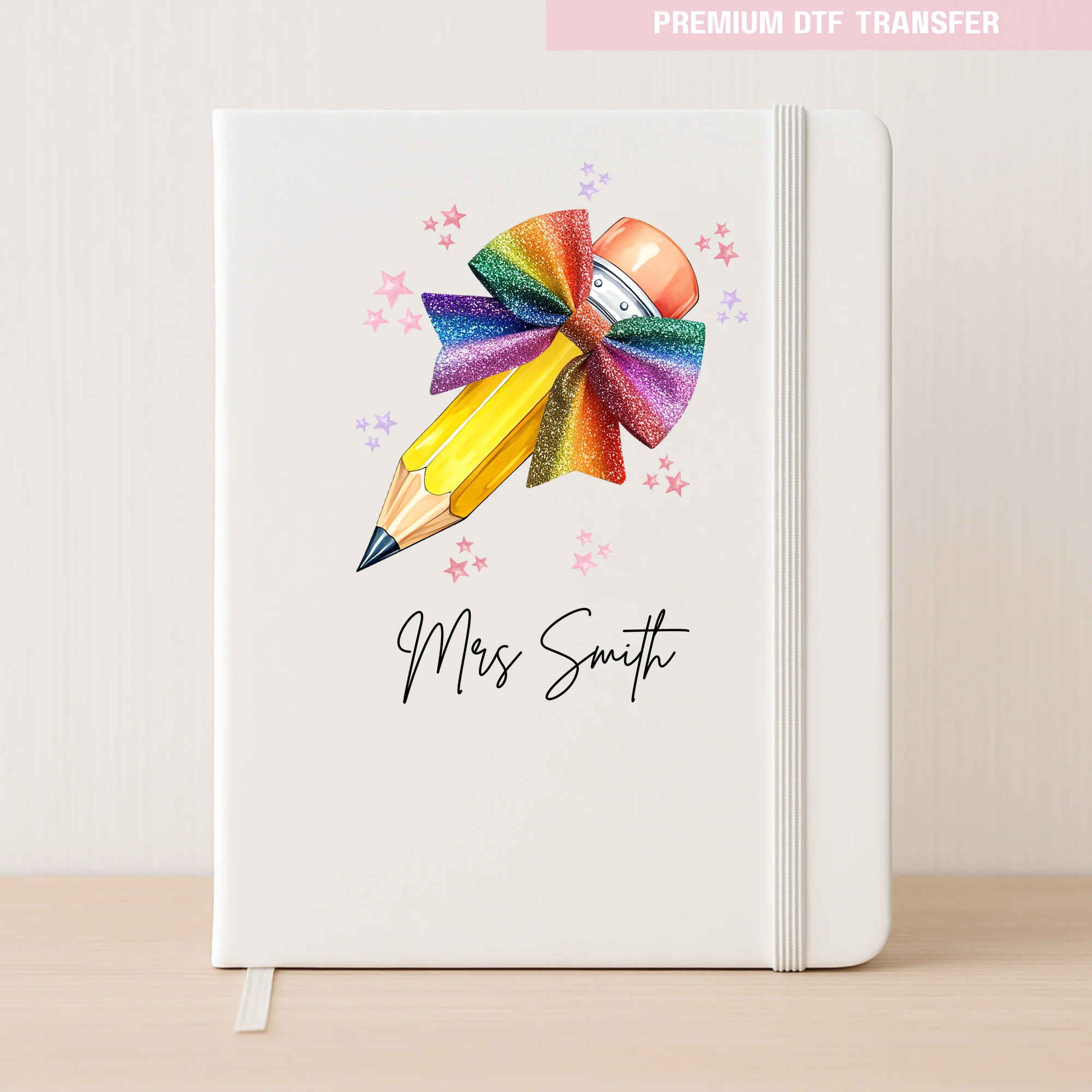 Personalised Teacher's Name - Colorful Pencil - DTF transfer ready to press - Image 3