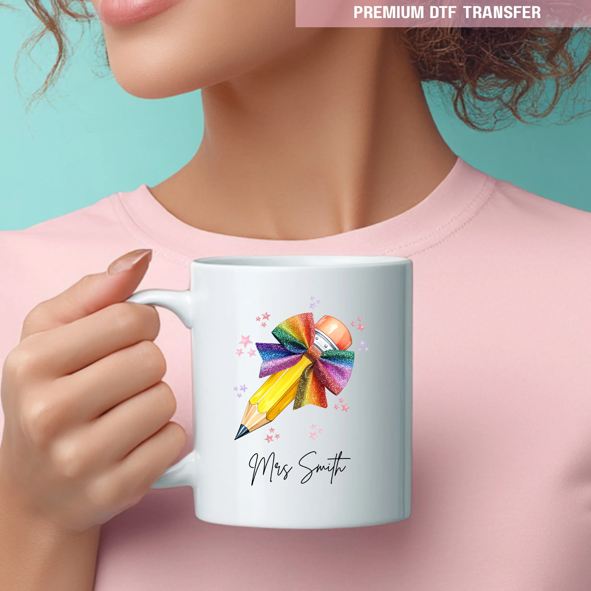 Personalised Teacher's Name - Colorful Pencil - UV DTF - Image 2