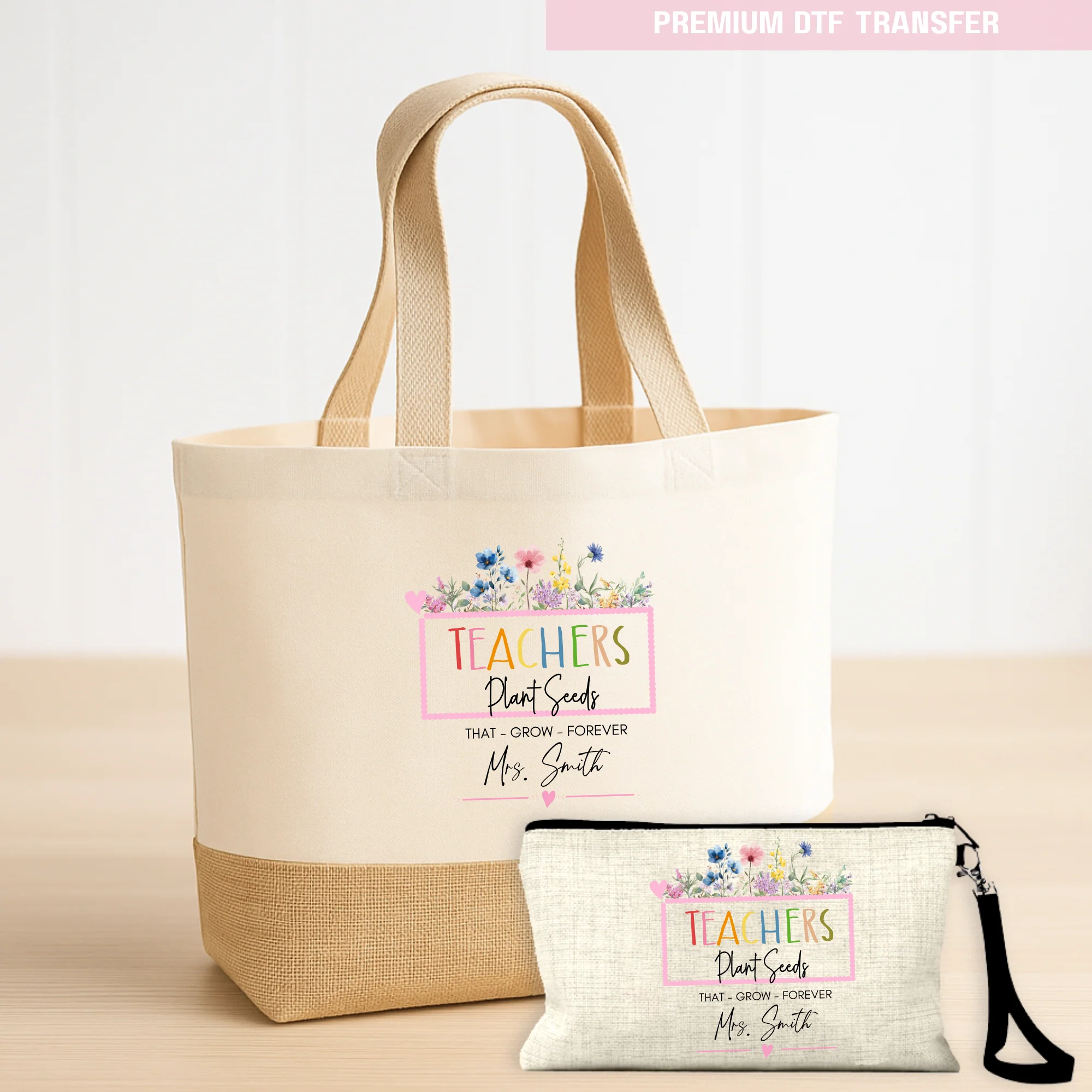 Personalised Teachers plant seeds that grow forever - teacher DTF transfer ready to press - Image 4