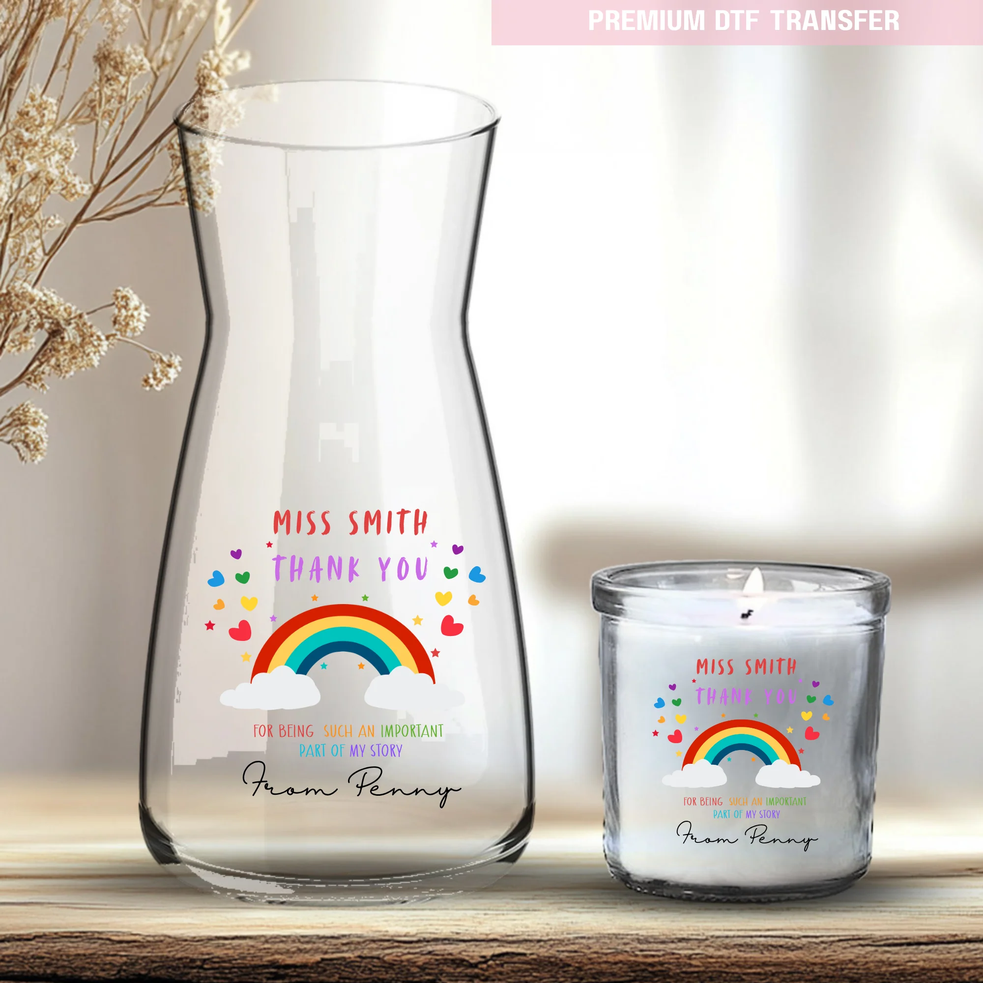 Personalised Thank you for being such an important part of my story - rainbow love - teacher UV DTF - Image 2