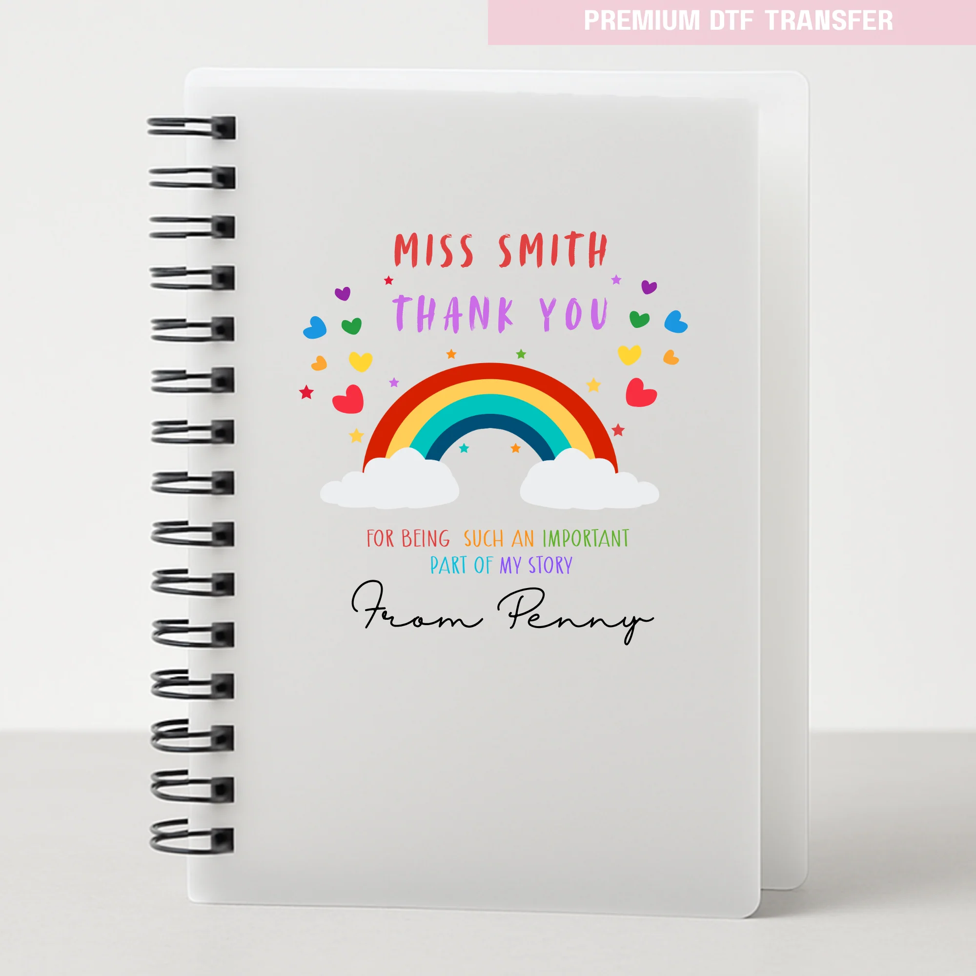 Personalised Thank you for being such an important part of my story - rainbow love - teacher UV DTF - Image 3
