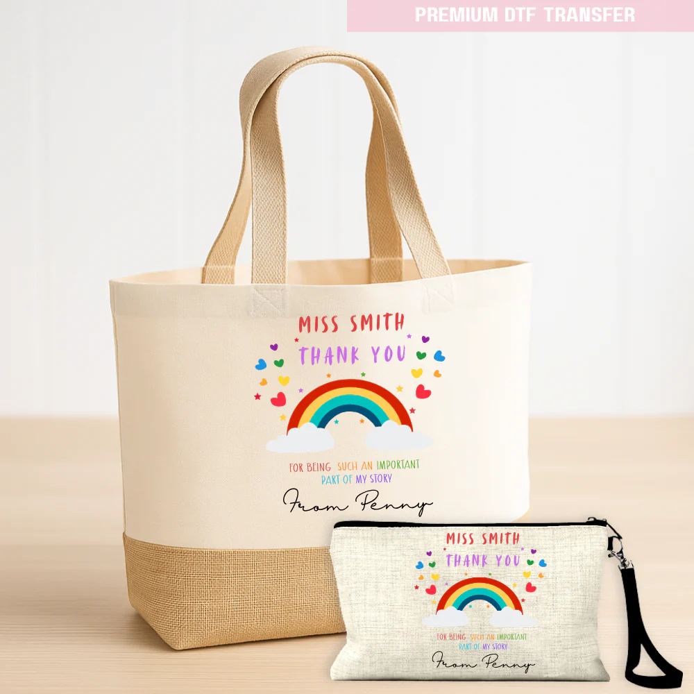 Personalised Thank you for being such an important part of my story - rainbow - teacher DTF transfer ready to press - Image 2