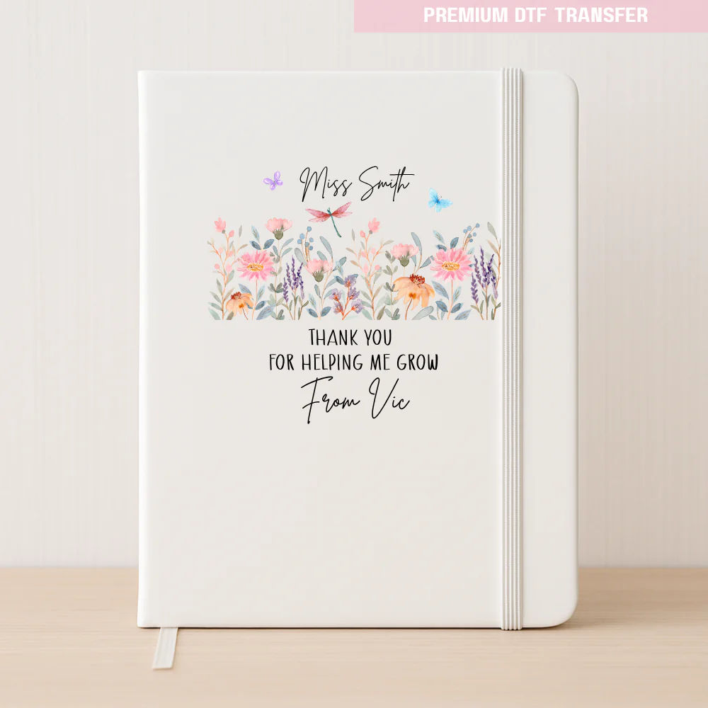 Personalised Thank you for helping me grow - flowers - teacher DTF transfer ready to press - Image 3