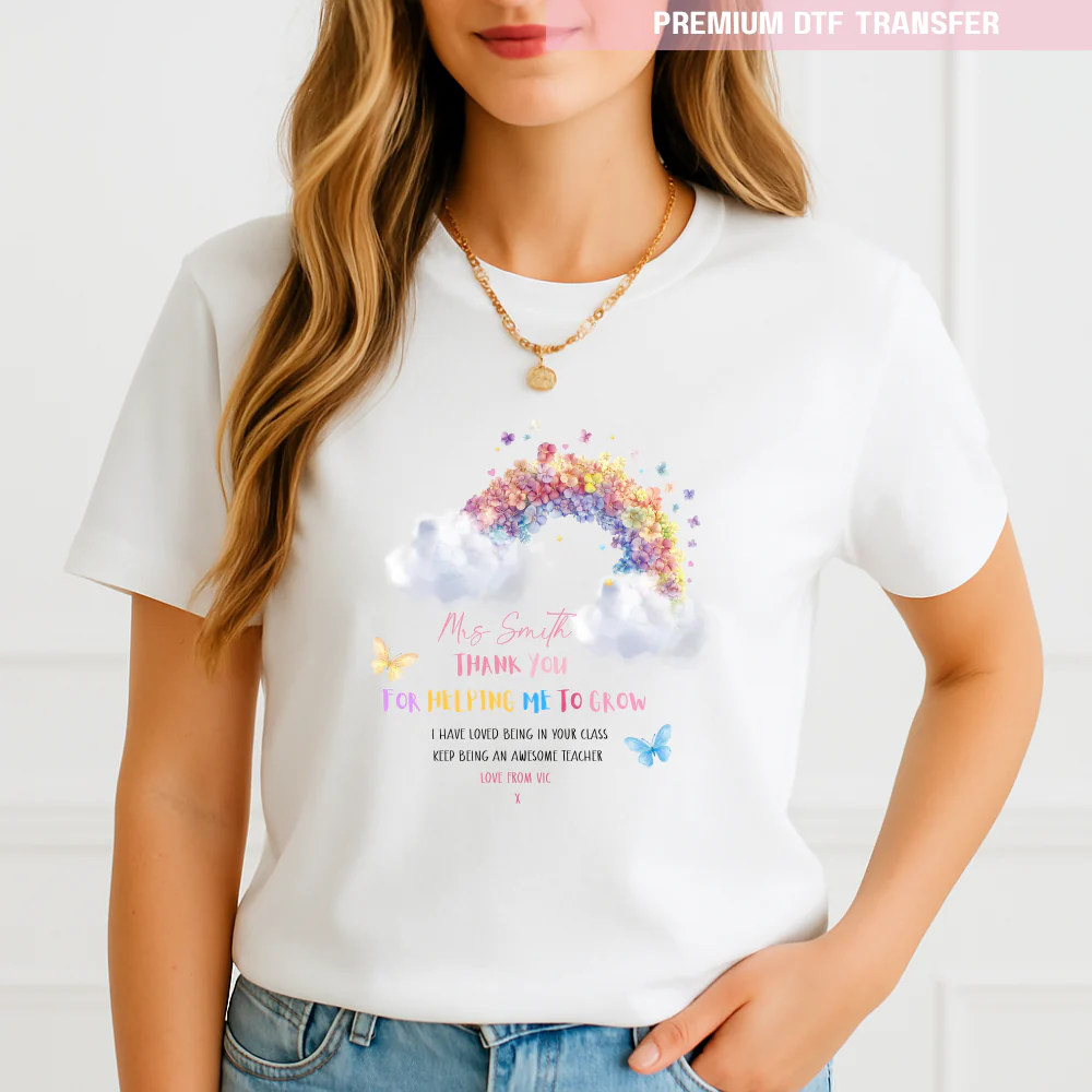 Personalised Thank you for helping me grow, keep being awesome - teacher DTF transfer ready to press - Image 2