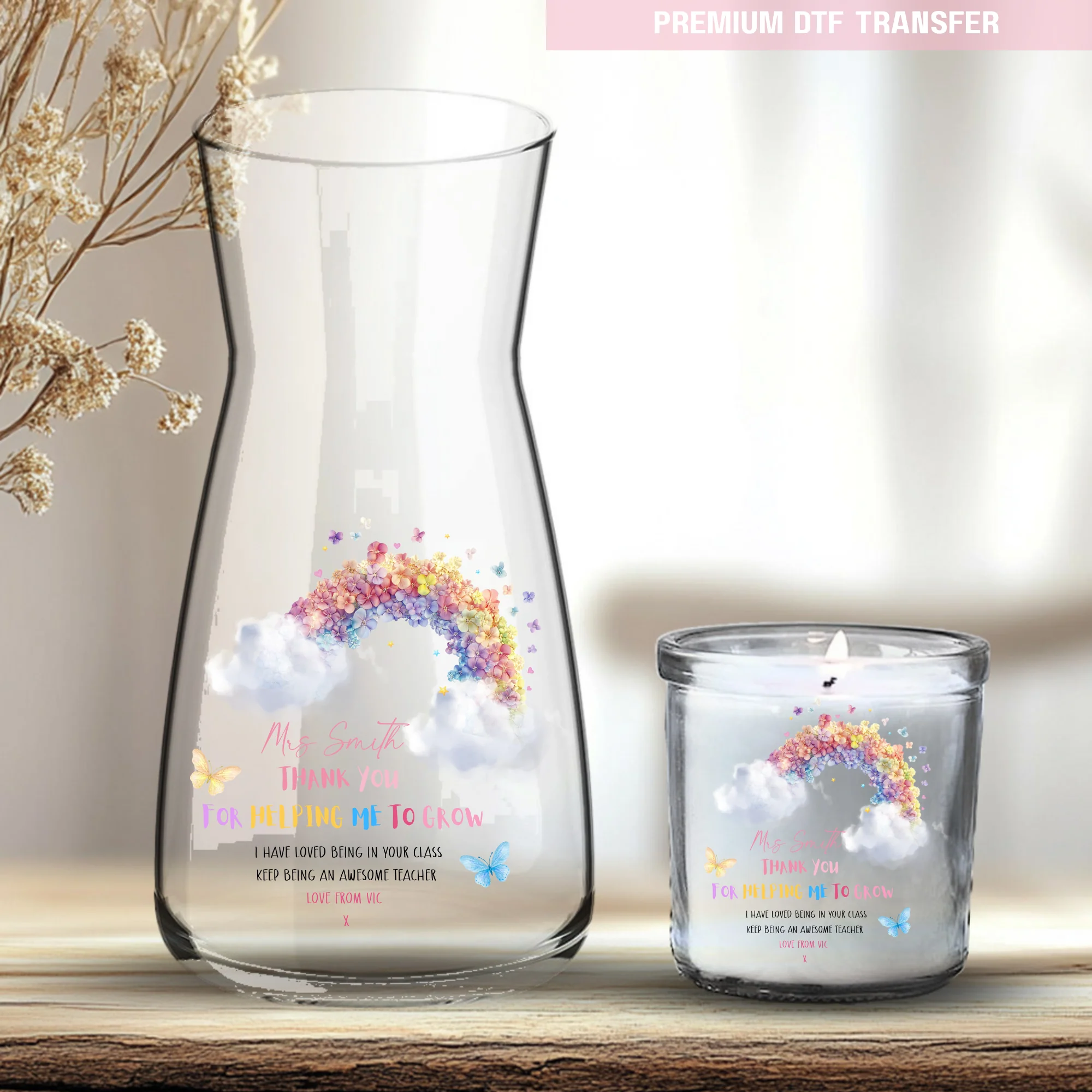 Personalised Thank you for helping me to grow, keep being awesome - teacher UV DTF - Image 2