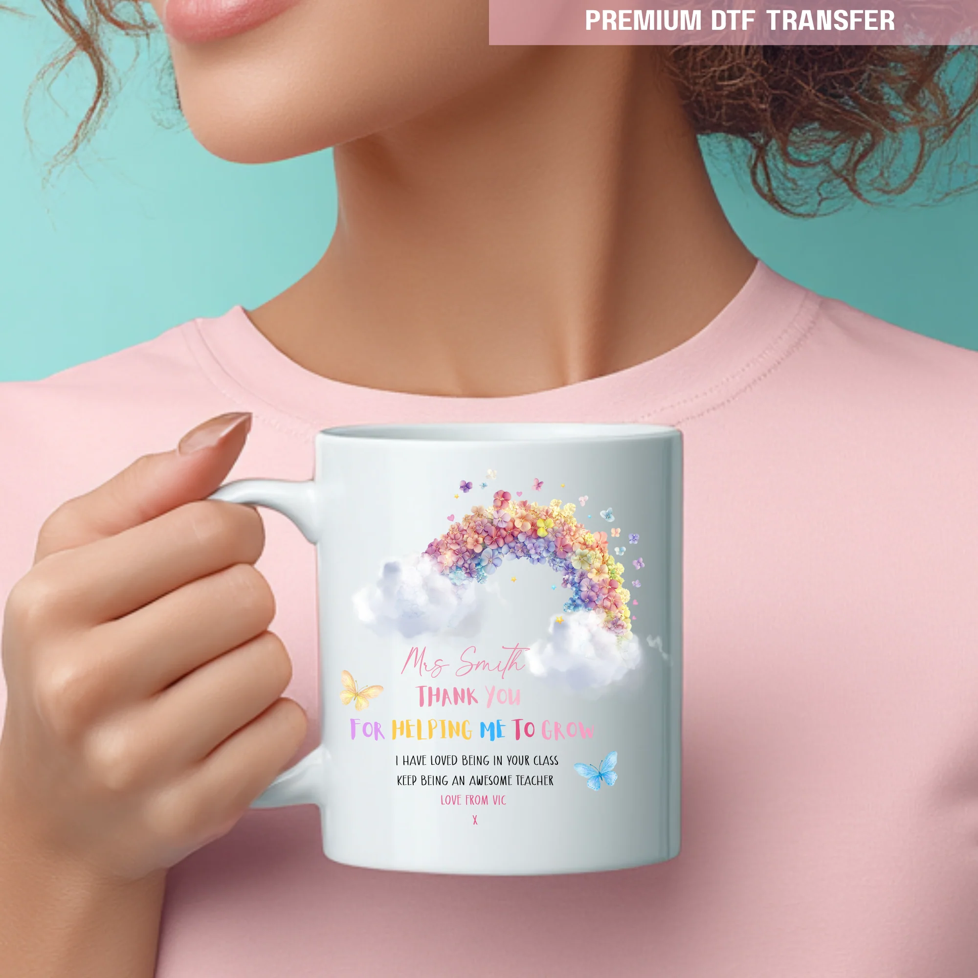 Personalised Thank you for helping me to grow, keep being awesome - teacher UV DTF - Image 4