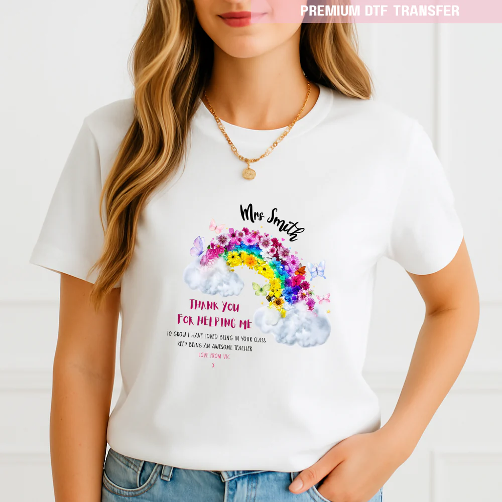 Personalised Thank you for helping me grow, love being in your class - teacher DTF transfer ready to press - Image 2